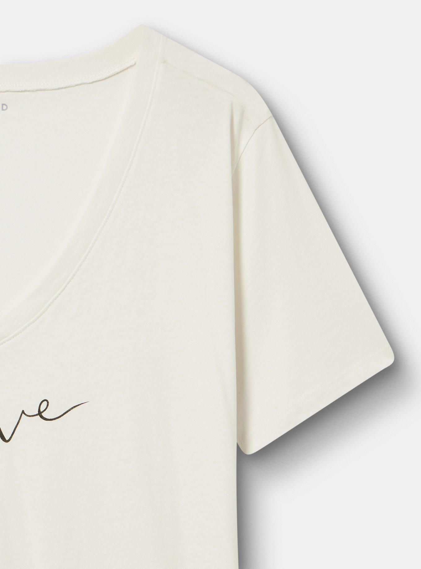 Classic Cotton V-Neck Tee, LOVE SCRIPT ARROW BLANC DE BLANC, alternate