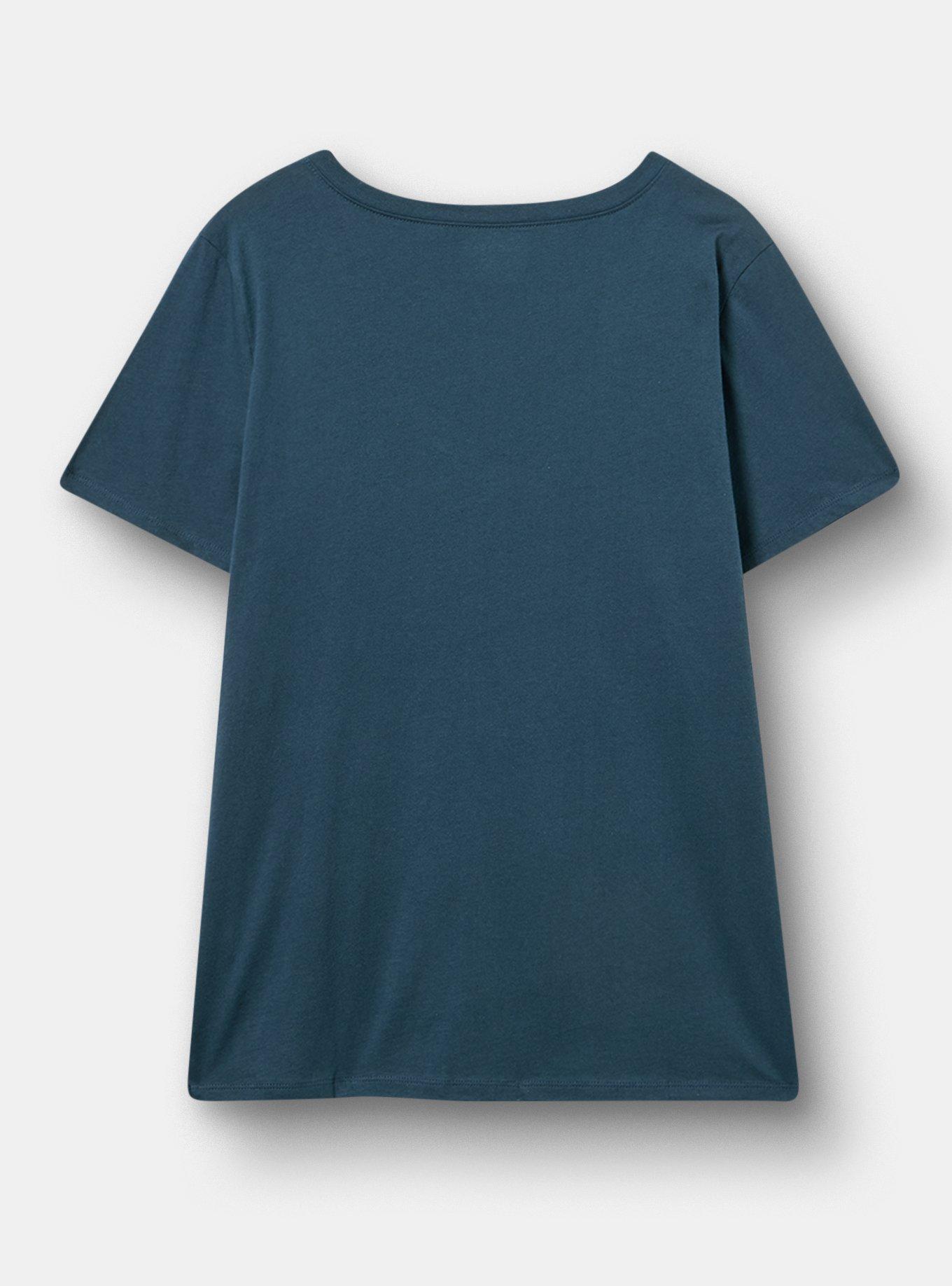 Classic Cotton V-Neck Tee, BOTANICAL HEART BURST MIDNIGHT NAVY, alternate