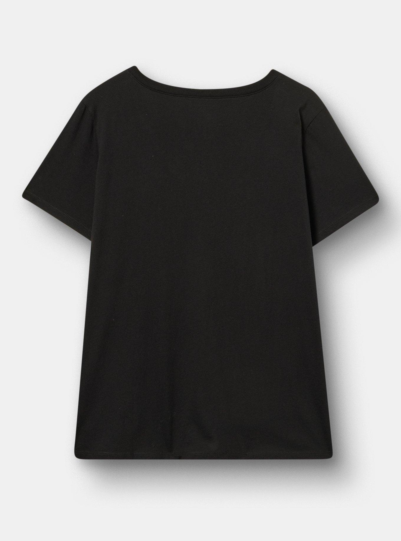 Classic Cotton V-Neck Tee, CHECKED OUT SKELETON DEEP BLACK, alternate