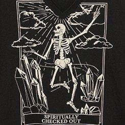 Classic Cotton V-Neck Tee, CHECKED OUT SKELETON DEEP BLACK, swatch