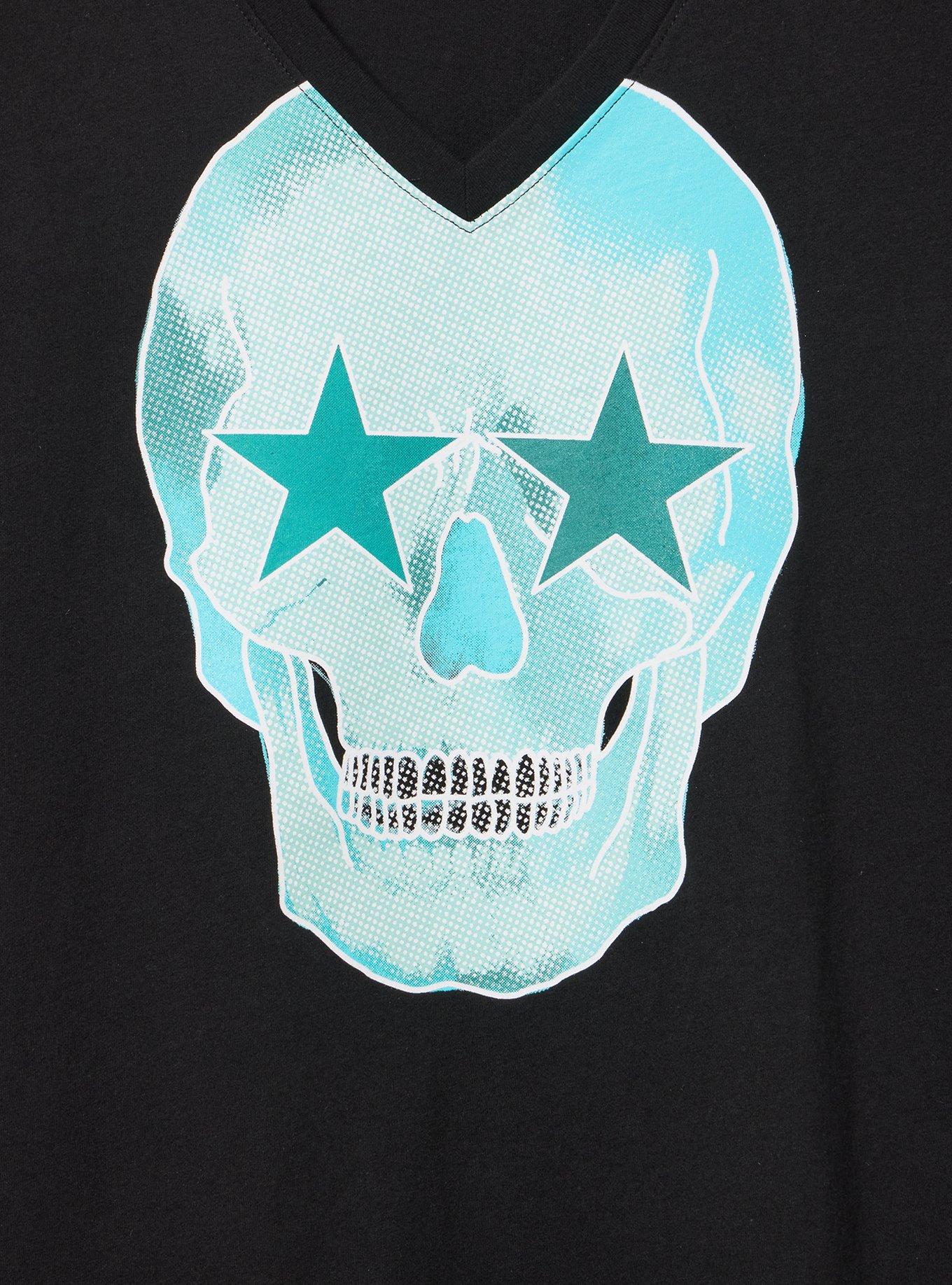 Classic Cotton V-Neck Tee, STAR SKULL DEEP BLACK, alternate
