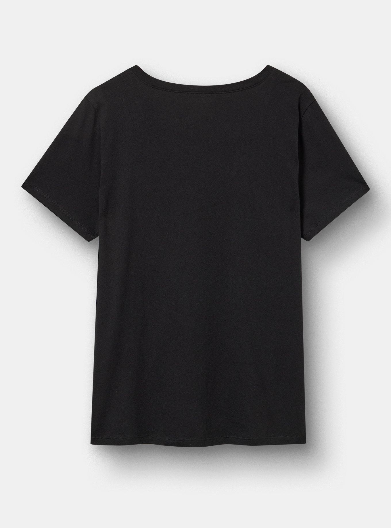 Classic Cotton V-Neck Tee, STAR SKULL DEEP BLACK, alternate