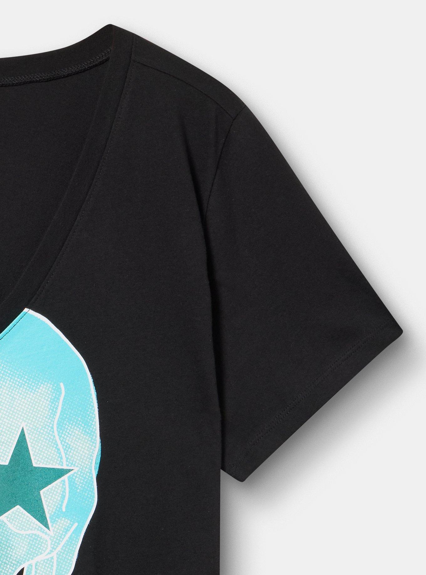 Classic Cotton V-Neck Tee, STAR SKULL DEEP BLACK, alternate