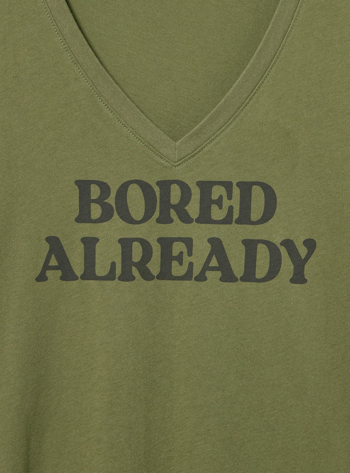 Classic Cotton V-Neck Tee, BORED ALREADY OLIVINE, alternate
