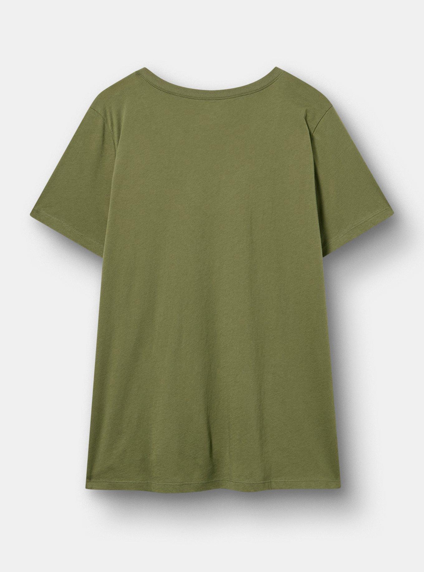 Classic Cotton V-Neck Tee, BORED ALREADY OLIVINE, alternate