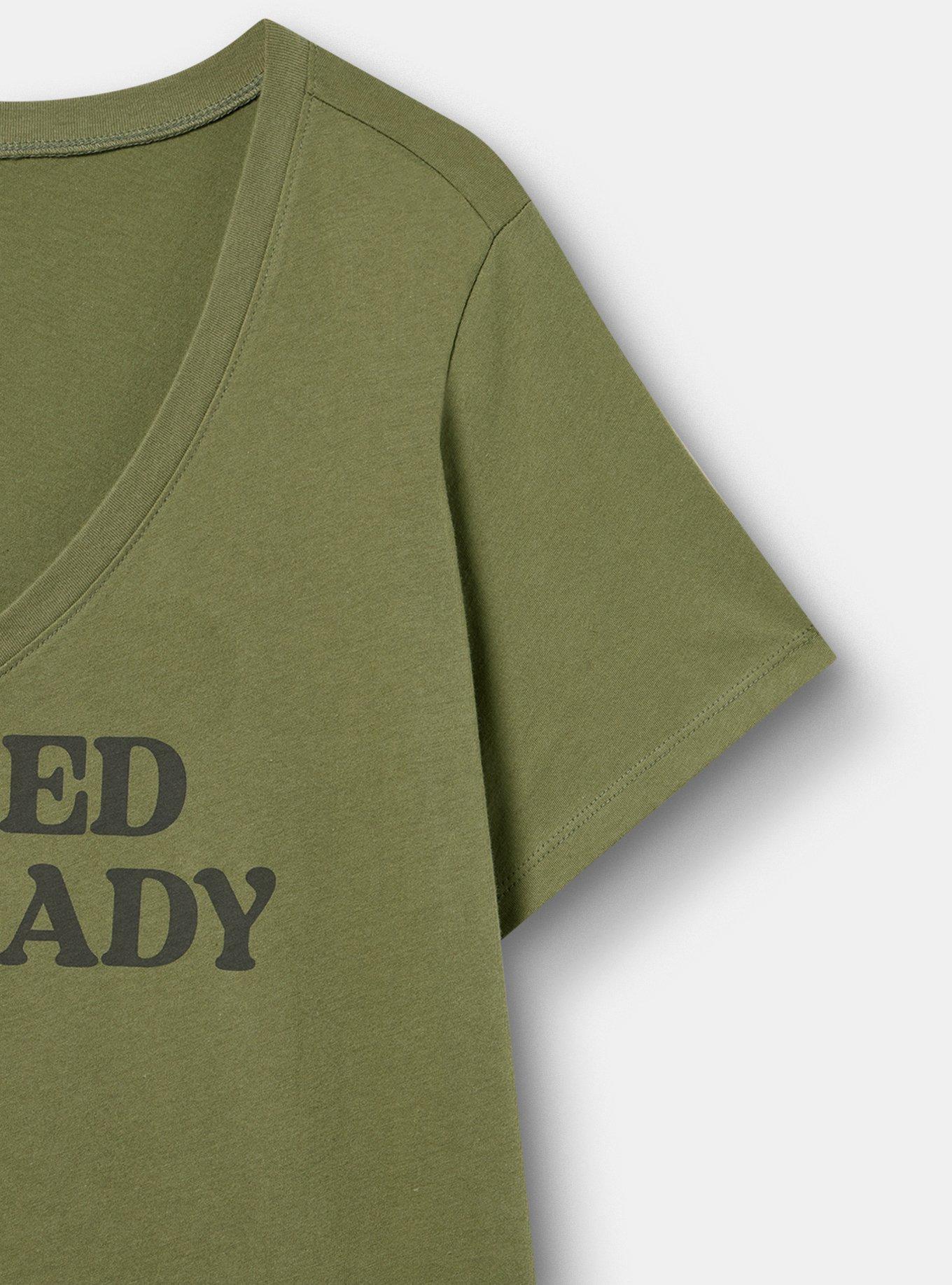 Classic Cotton V-Neck Tee, BORED ALREADY OLIVINE, alternate