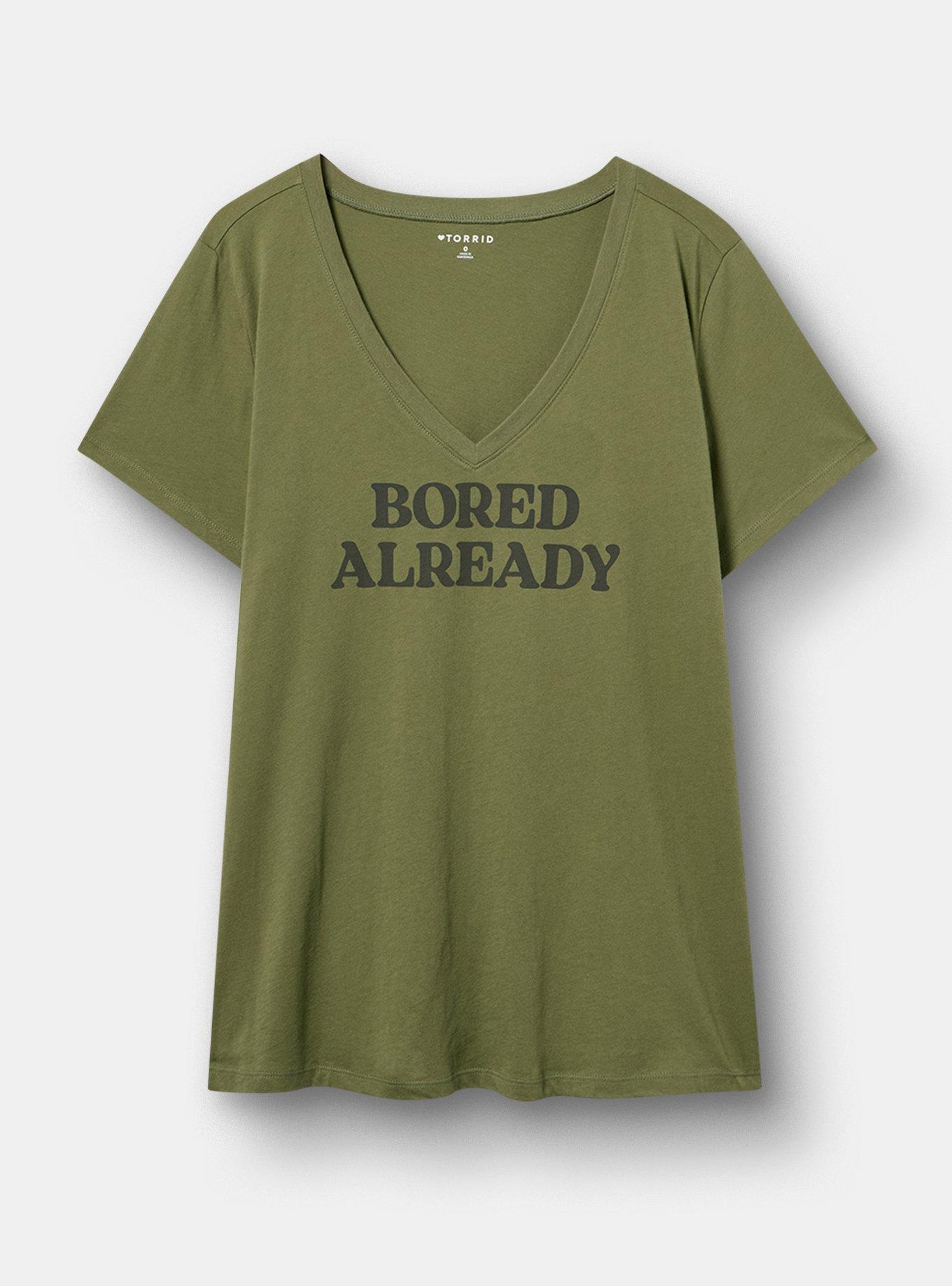 Classic Cotton V-Neck Tee, BORED ALREADY OLIVINE, hi-res