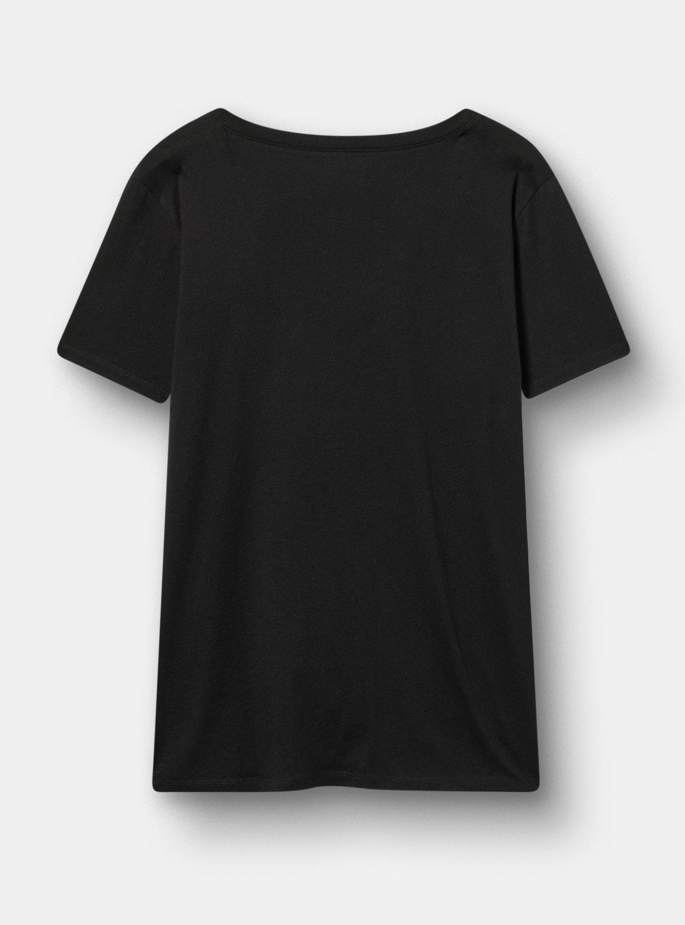 Classic Cotton V-Neck Tee, FLORAL TAROT DEEP BLACK, alternate