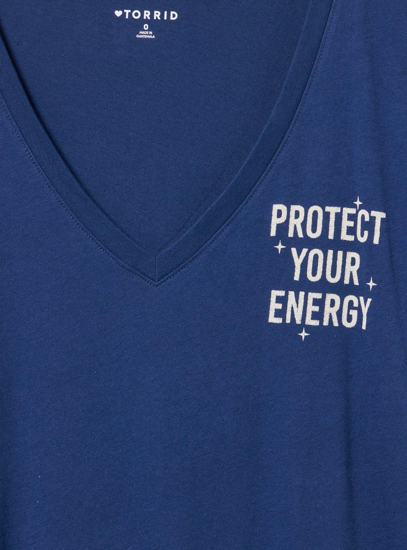 Classic Cotton V-Neck Tee, PROTECT YOUR ENERGY MEDIEVAL BLUE, alternate