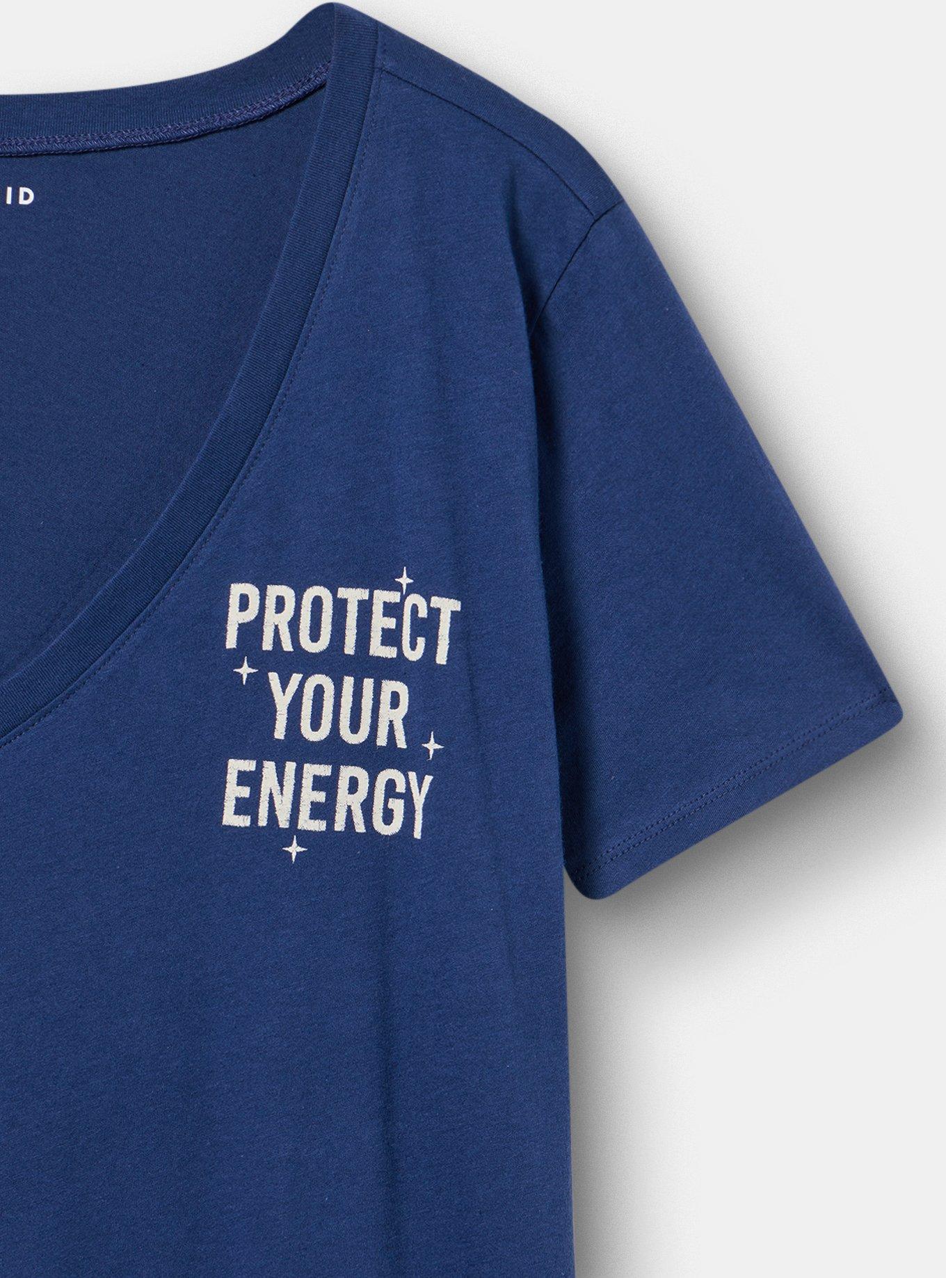 Classic Cotton V-Neck Tee, PROTECT YOUR ENERGY MEDIEVAL BLUE, alternate