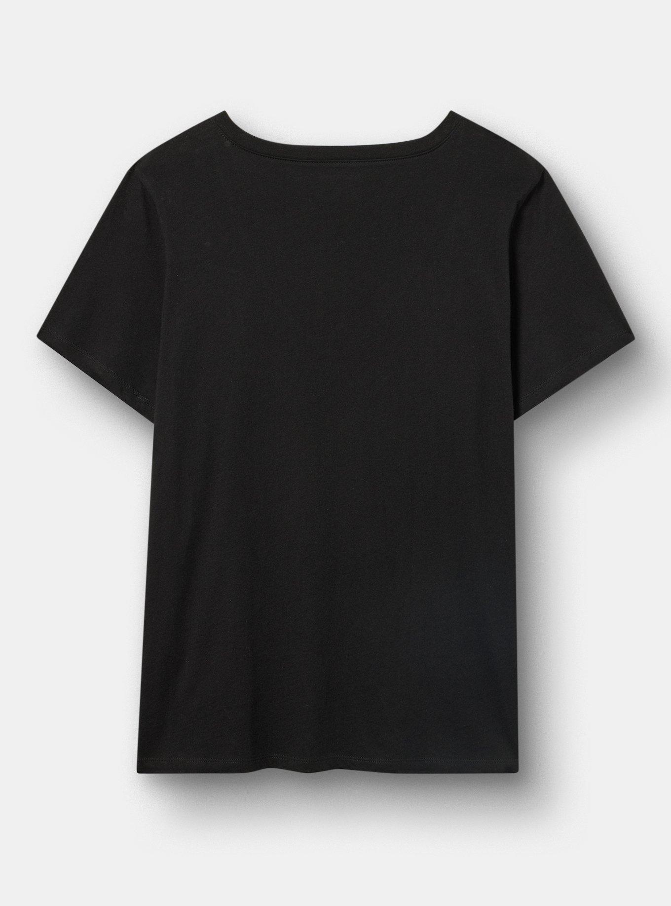 Classic Cotton V-Neck Tee, CELESTIAL BUTTERFLIES DEEP BLACK, alternate