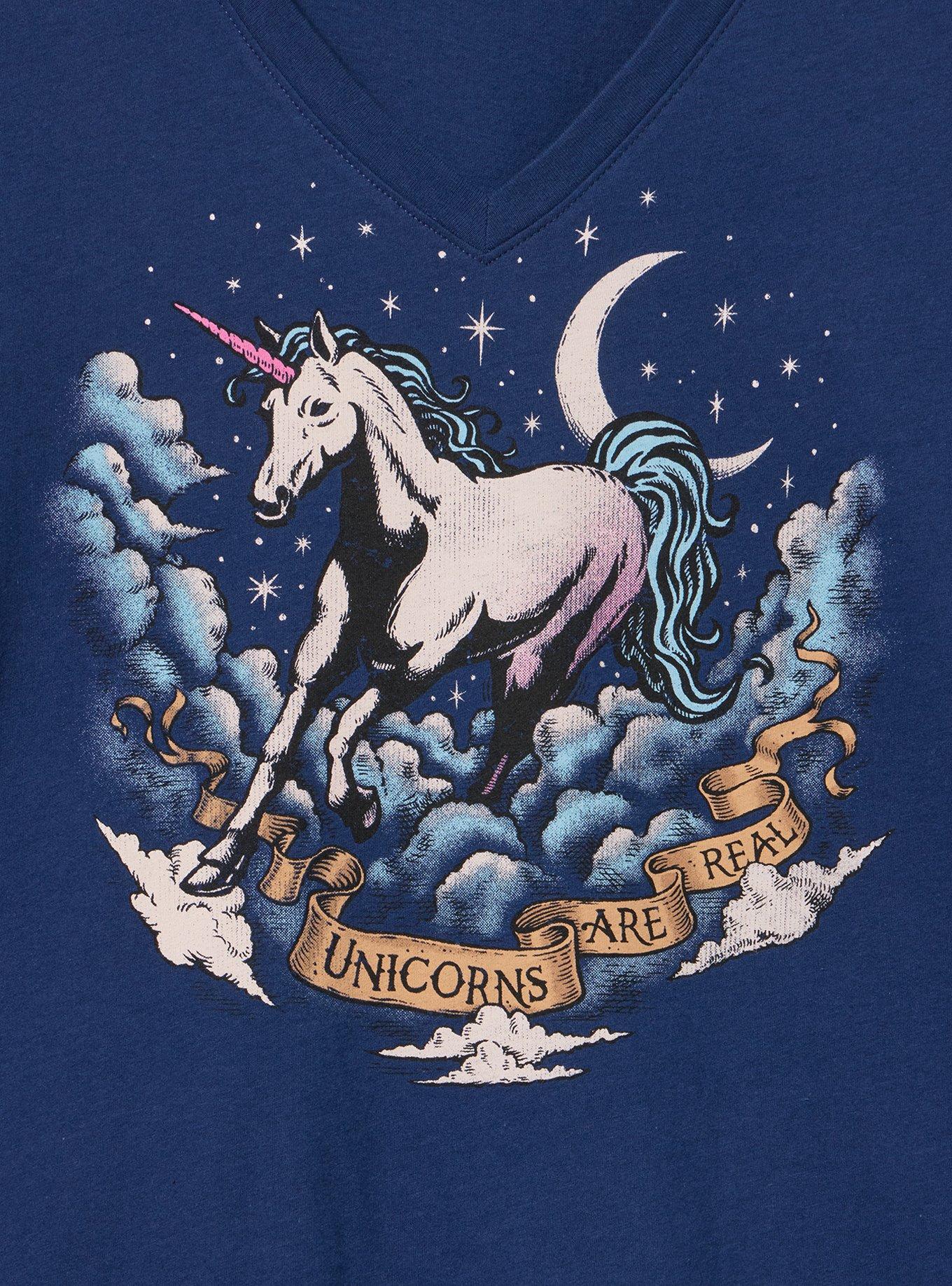 Classic Cotton V-Neck Tee, UNICORN MEDIEVAL BLUE, alternate