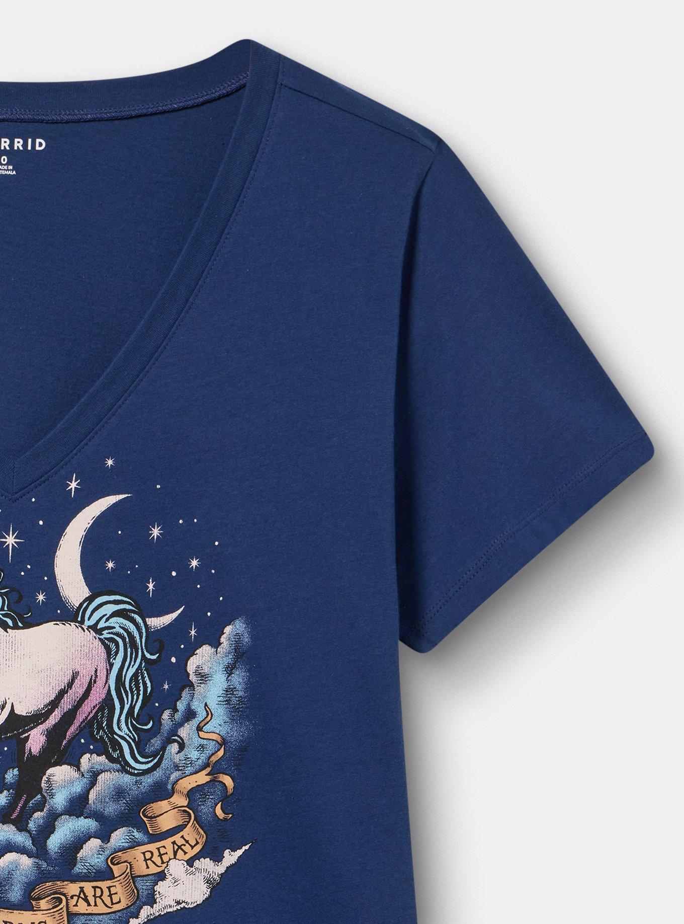 Classic Cotton V-Neck Tee, UNICORN MEDIEVAL BLUE, alternate