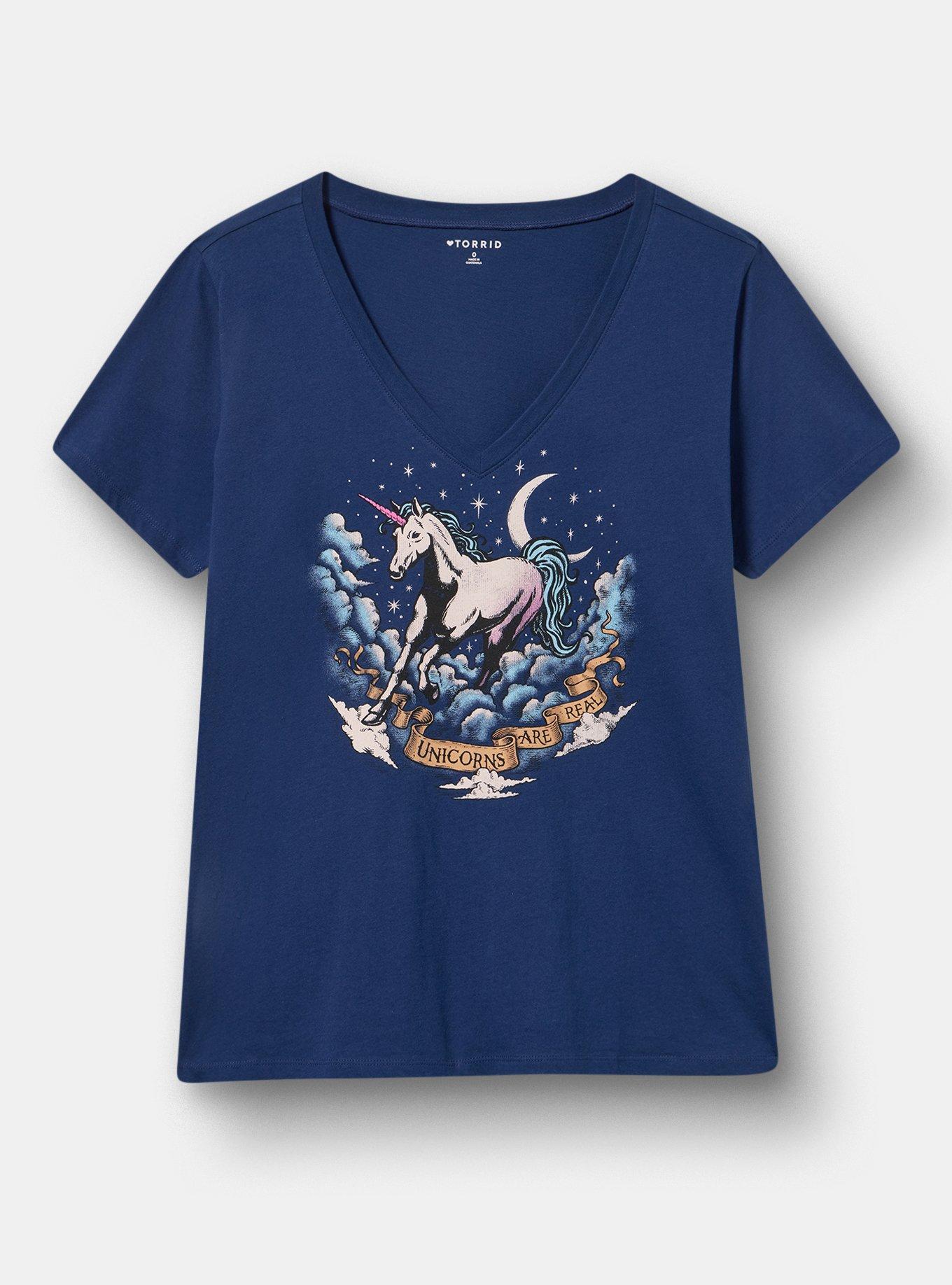 Classic Cotton V-Neck Tee, UNICORN MEDIEVAL BLUE, hi-res