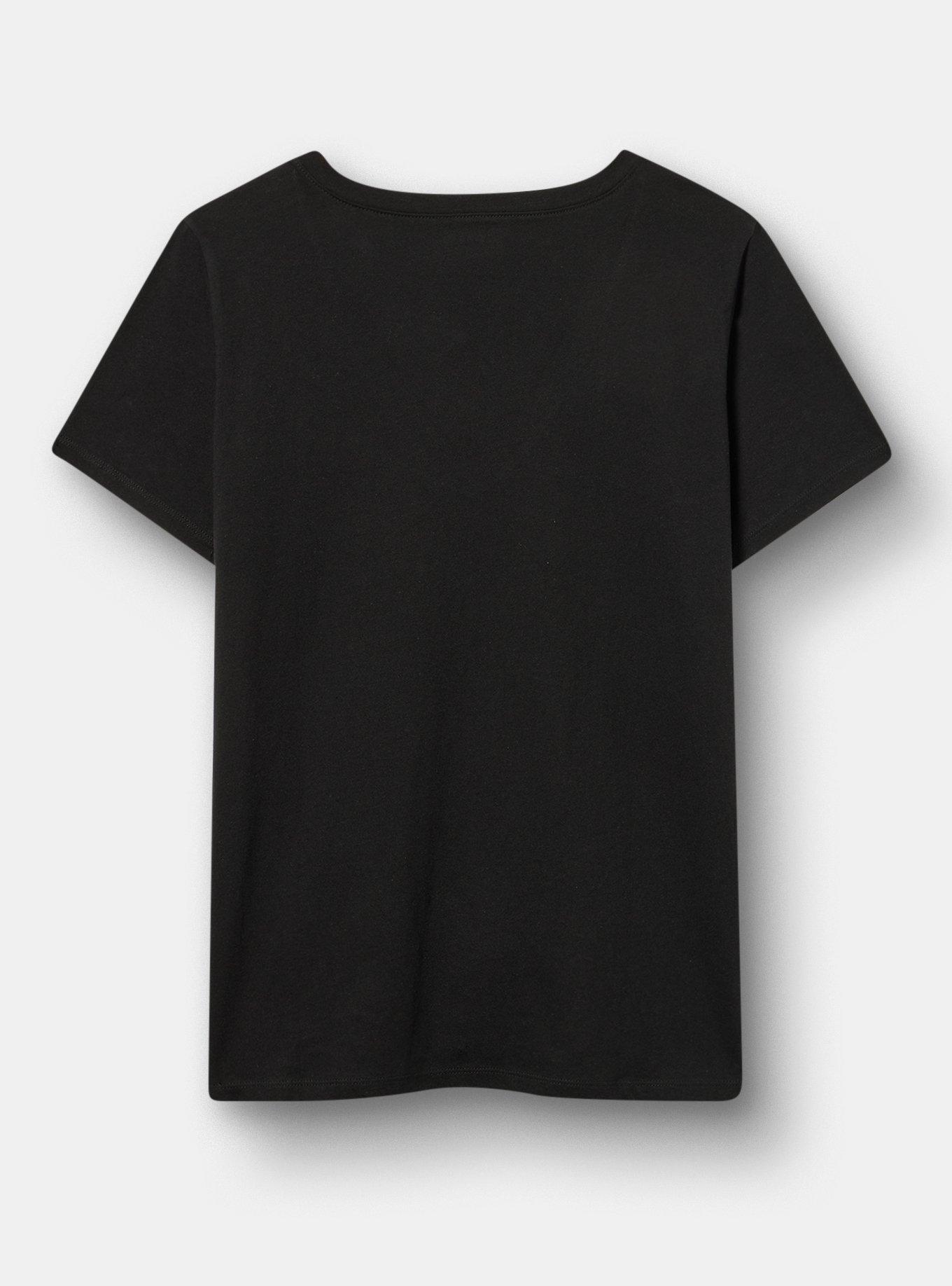 Plus Size Classic Cotton V-Neck Tee, AMOUR STARS DEEP BLACK, alternate