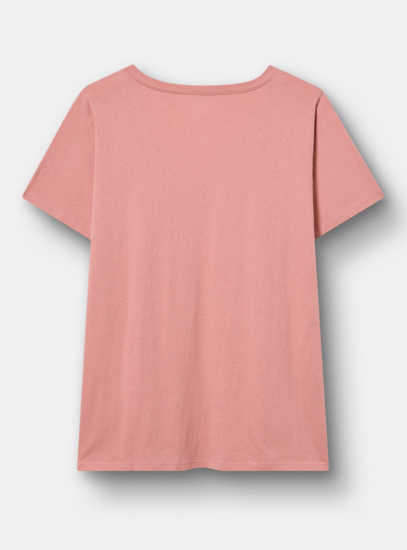 Classic Cotton V-Neck Tee, NOT TODAY ASH ROSE, alternate