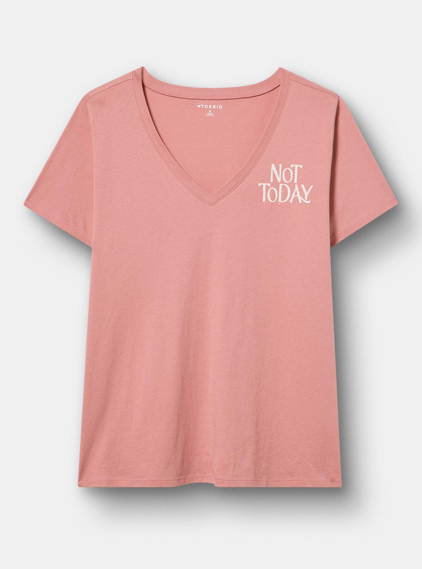 Classic Cotton V-Neck Tee, NOT TODAY ASH ROSE, hi-res
