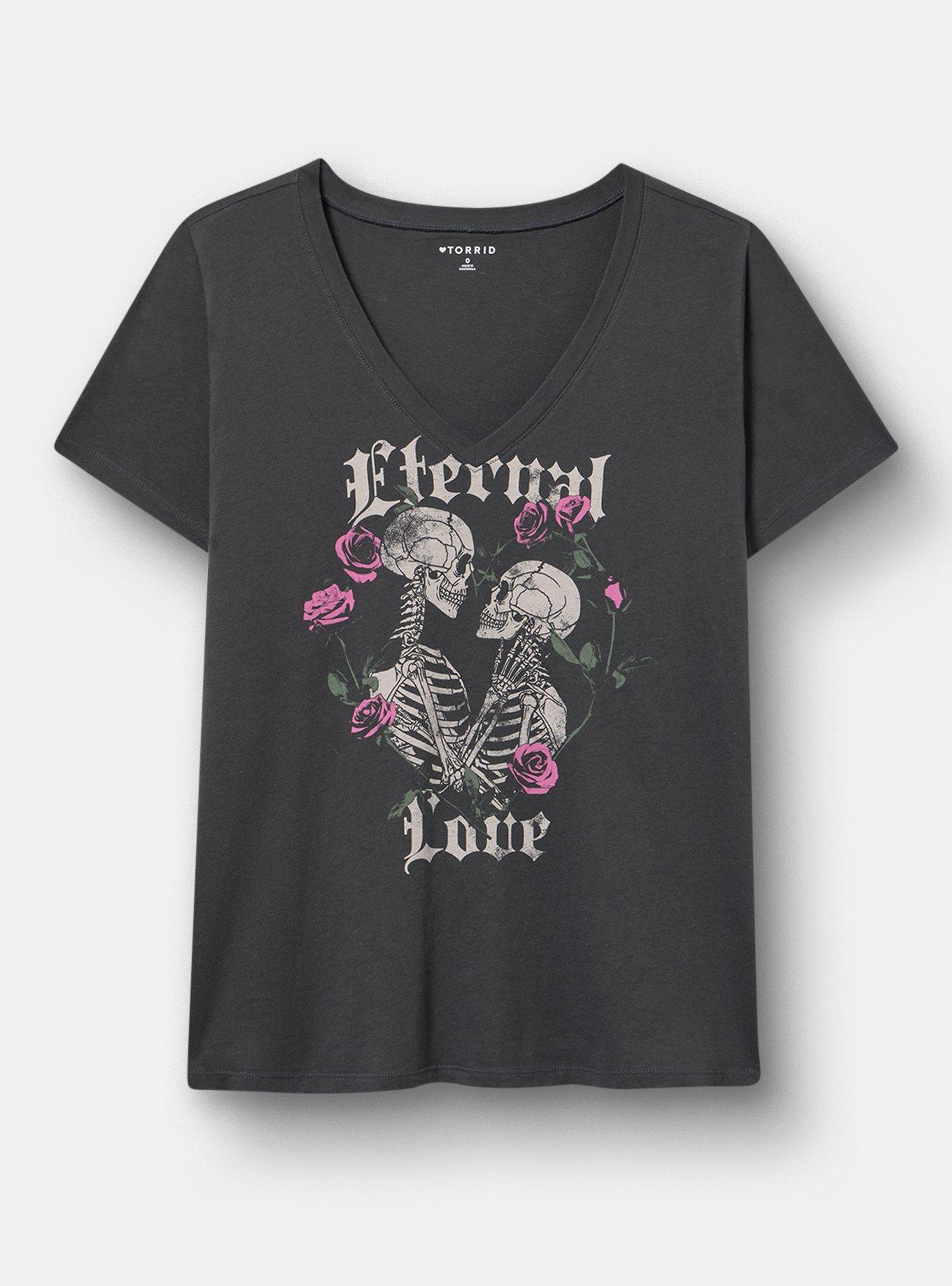 Classic Cotton V-Neck Tee, ETERNAL LOVE VINTAGE BLACK, hi-res