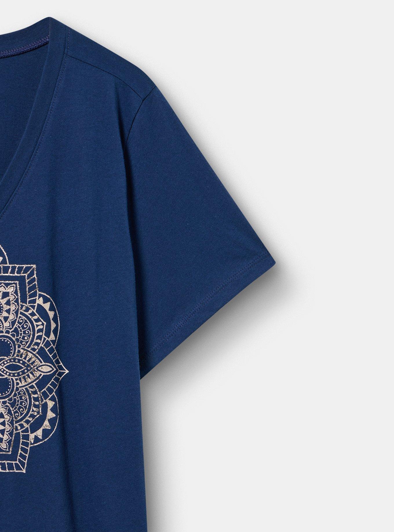 Classic Cotton V-Neck Tee, PRETTY MANDALA MEDIEVAL BLUE, alternate