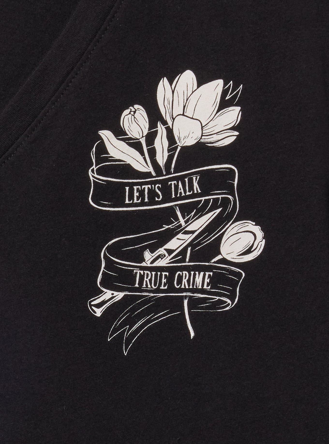 Classic Cotton V-Neck Tee, TRUE CRIME FLOWER DEEP BLACK, alternate