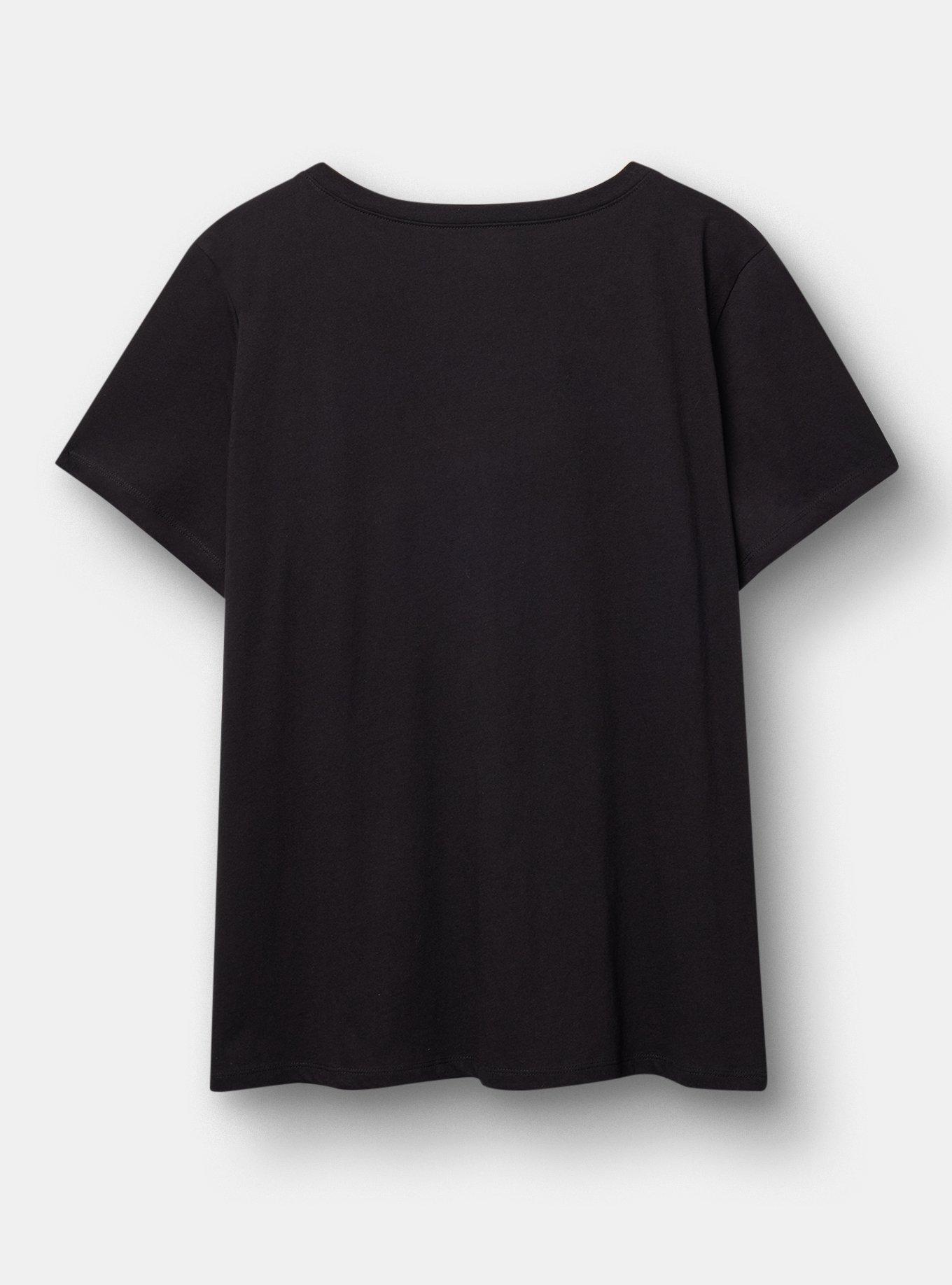 Classic Cotton V-Neck Tee, TRUE CRIME FLOWER DEEP BLACK, alternate