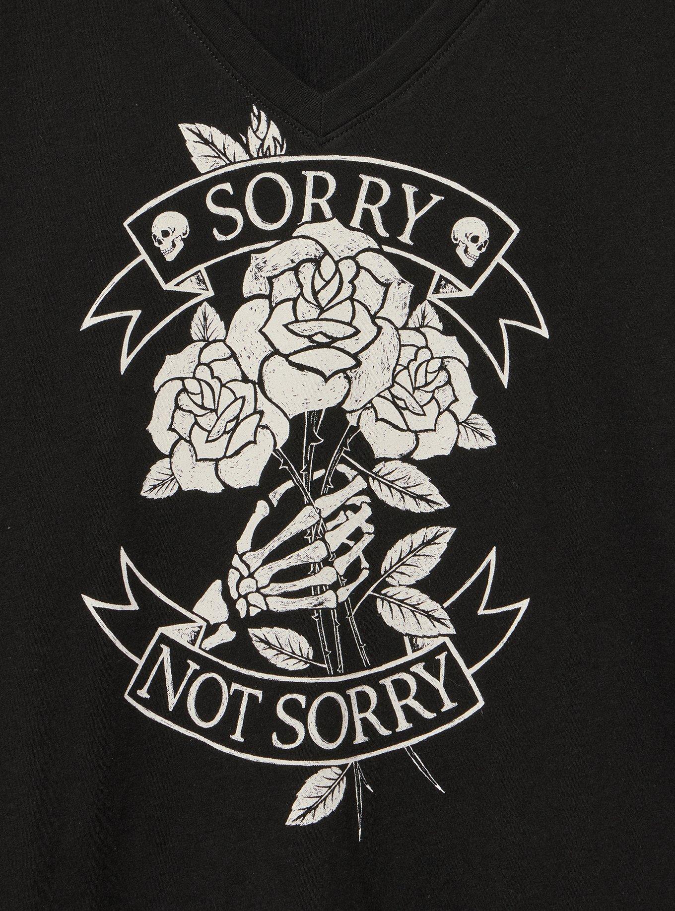Classic Cotton V-Neck Tee, NOT SORRY DEEP BLACK, alternate