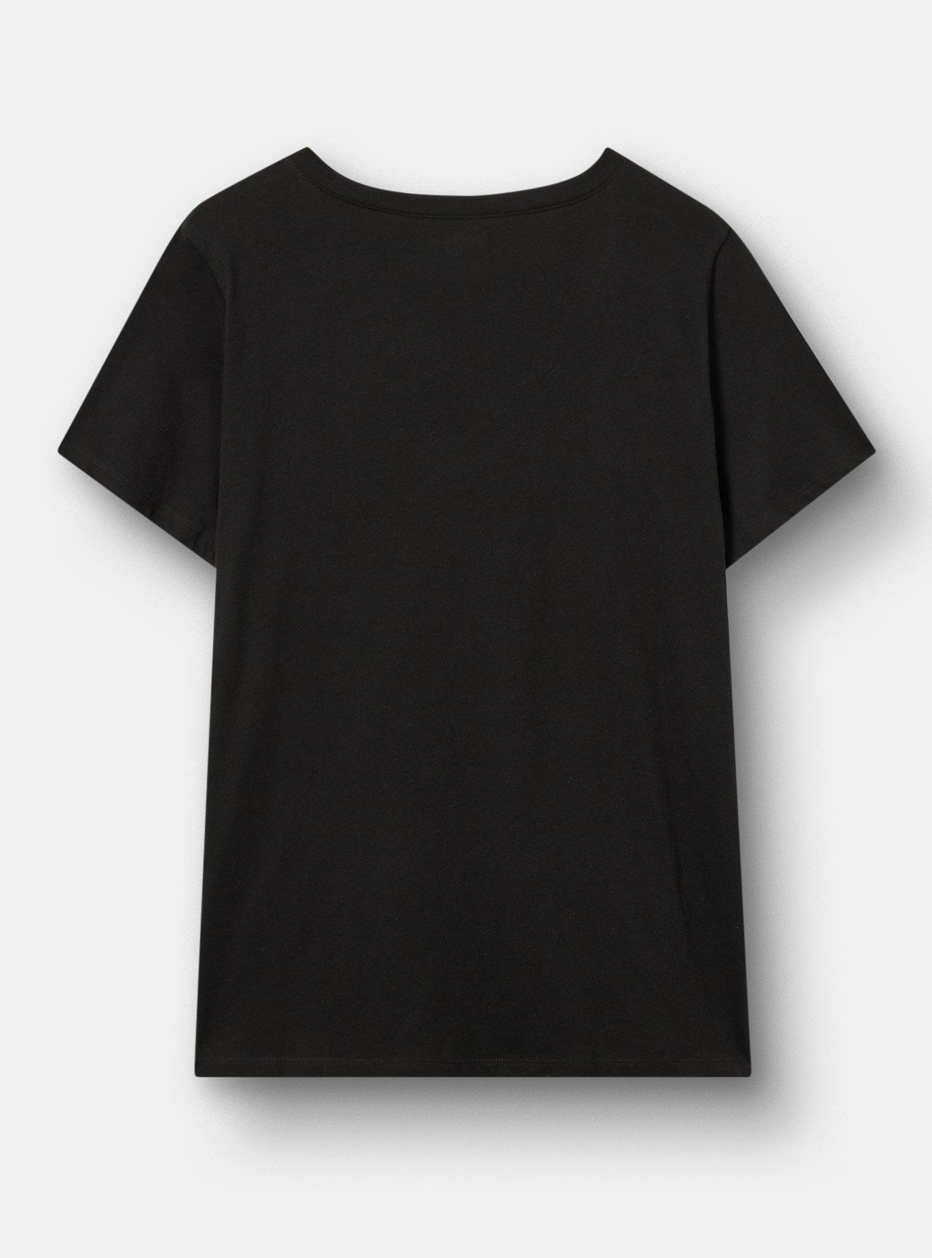 Classic Cotton V-Neck Tee, NOT SORRY DEEP BLACK, alternate