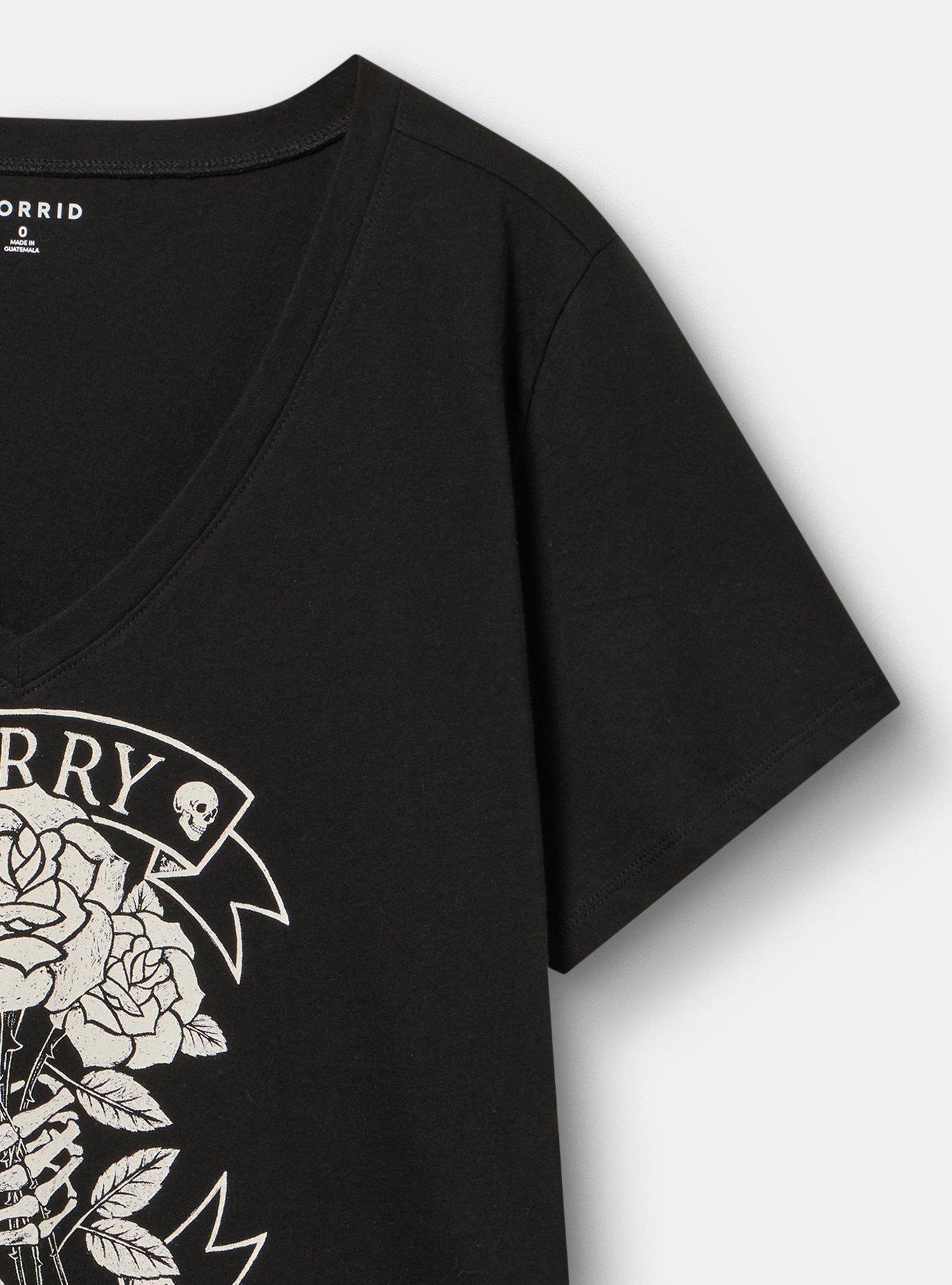 Classic Cotton V-Neck Tee, NOT SORRY DEEP BLACK, alternate