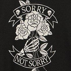 Classic Cotton V-Neck Tee, NOT SORRY DEEP BLACK, swatch