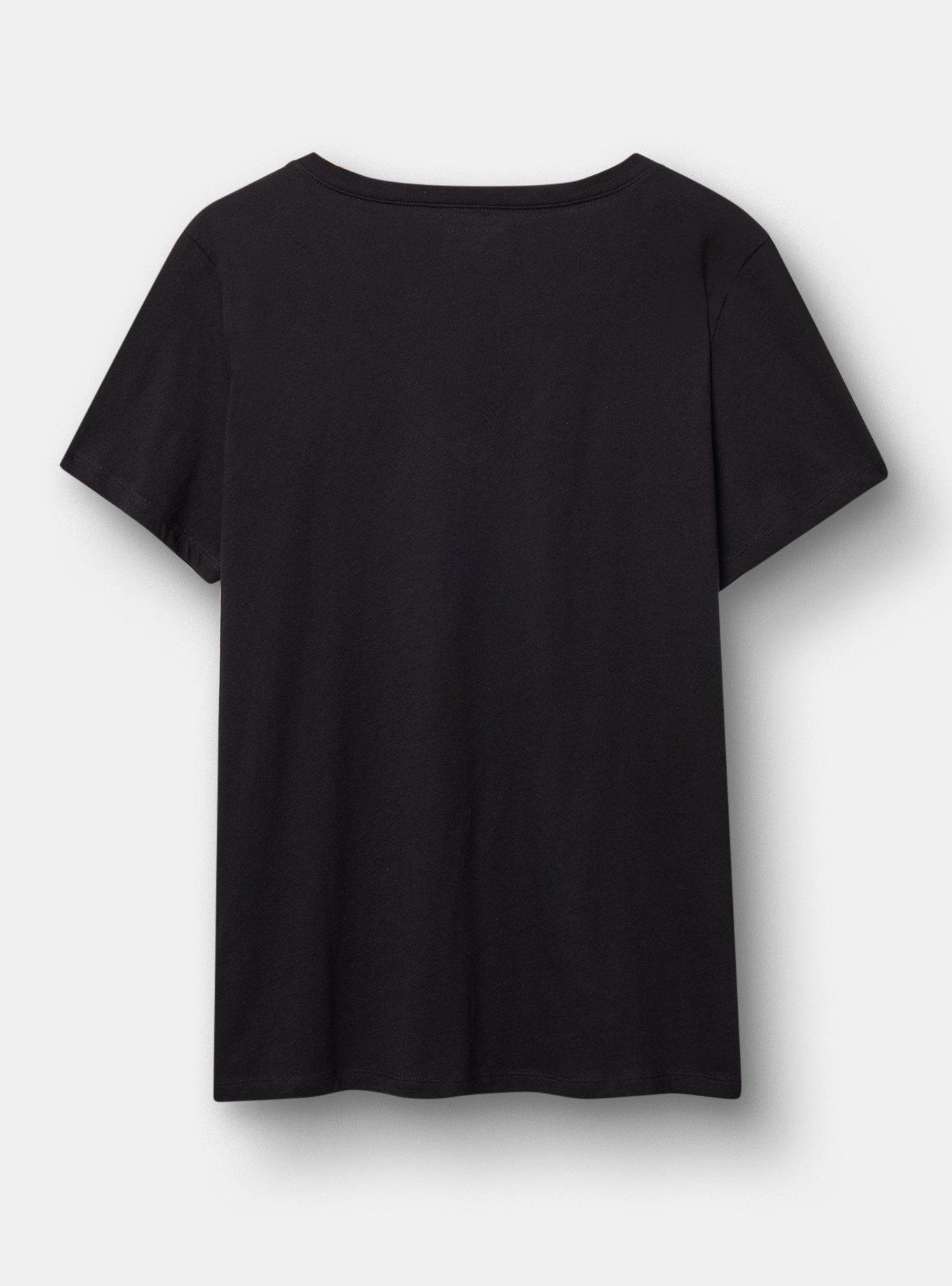Classic Cotton V-Neck Tee, HUMMINGBIRD LOVE DEEP BLACK, alternate