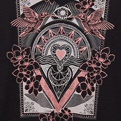 Classic Cotton V-Neck Tee, HUMMINGBIRD LOVE DEEP BLACK, swatch