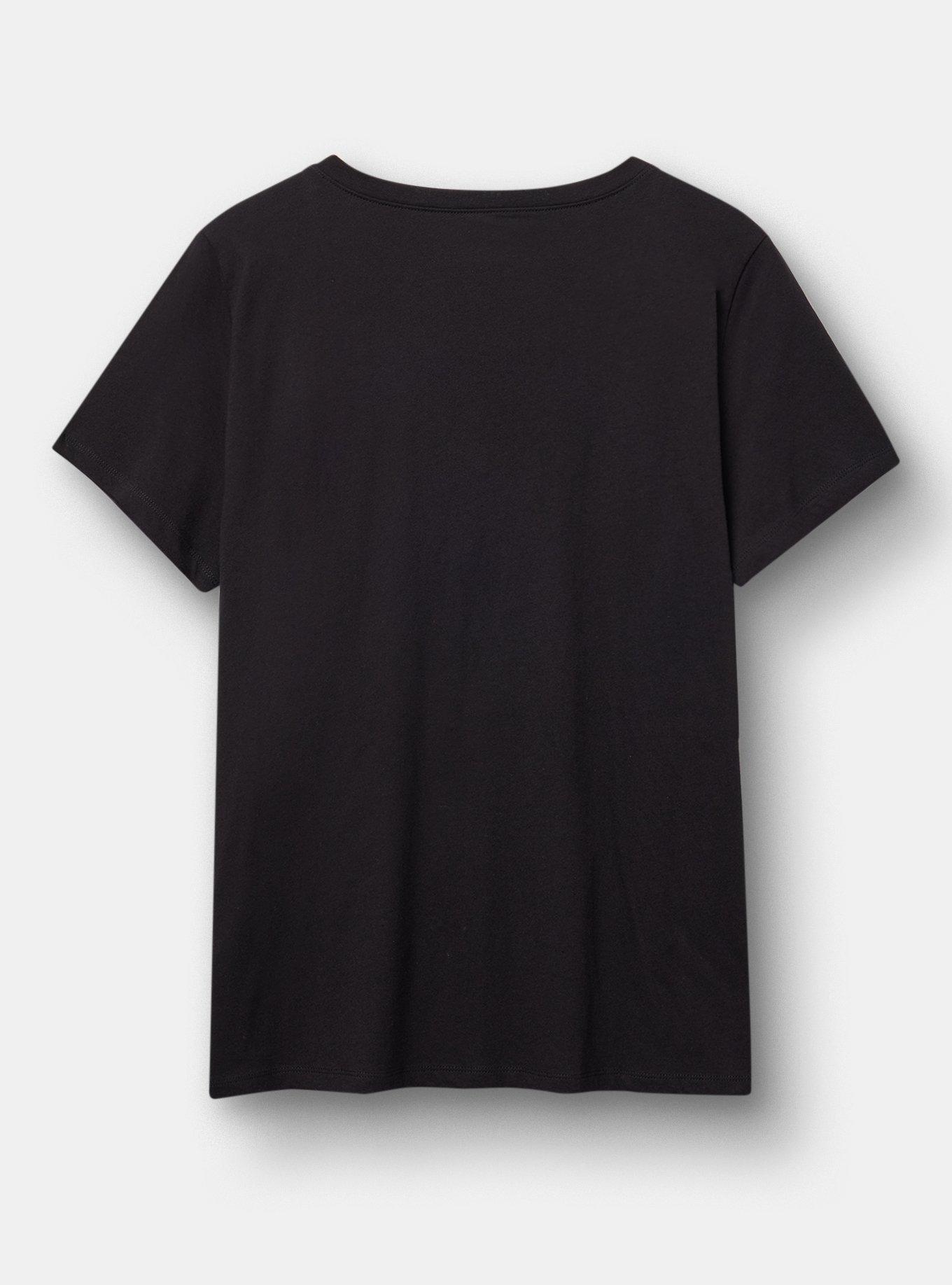 Classic Cotton V-Neck Tee, BADASS BABE DEEP BLACK, alternate