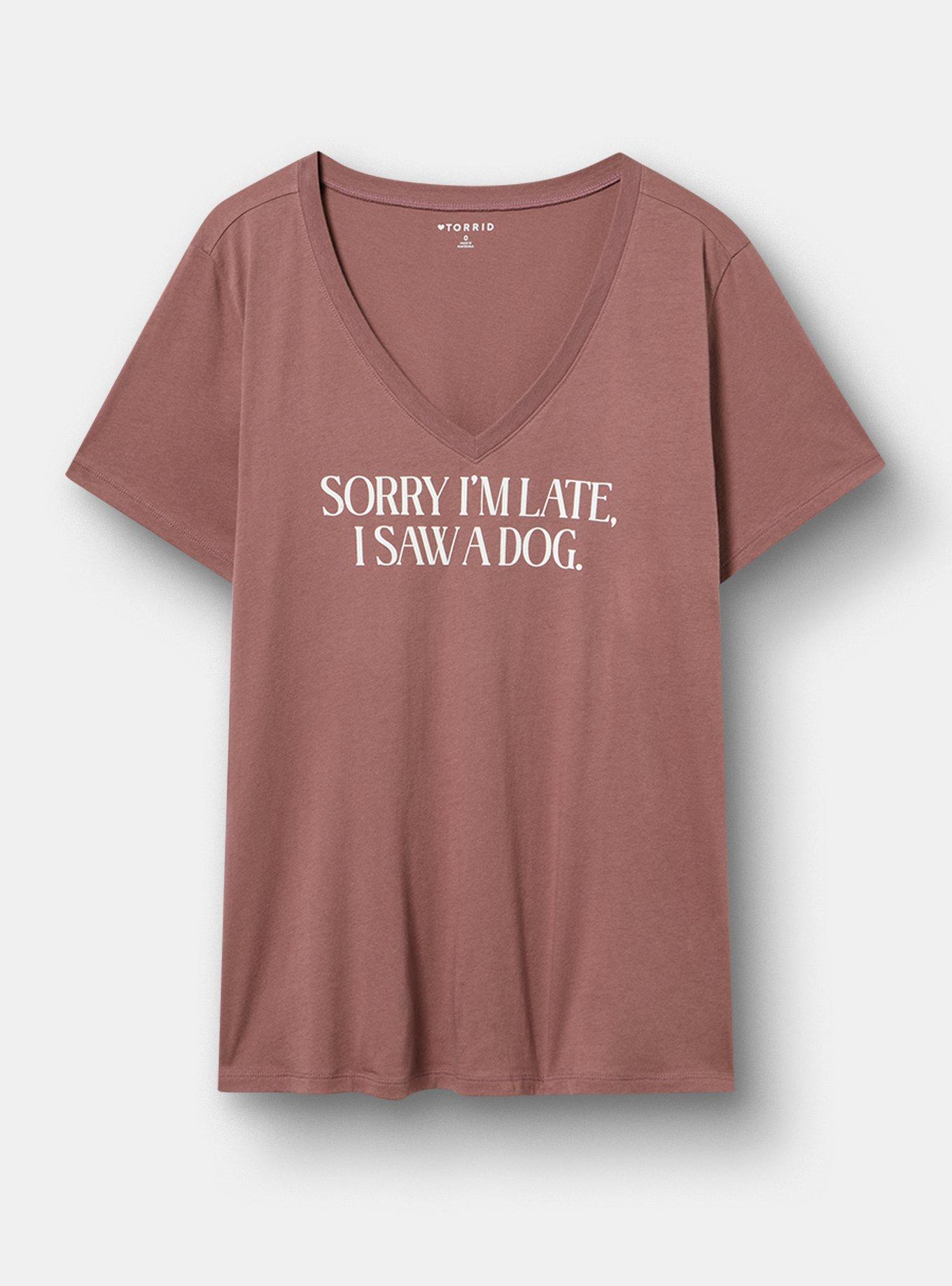 Classic Cotton V-Neck Tee, SORRY DOGS ROSE TAUPE, hi-res