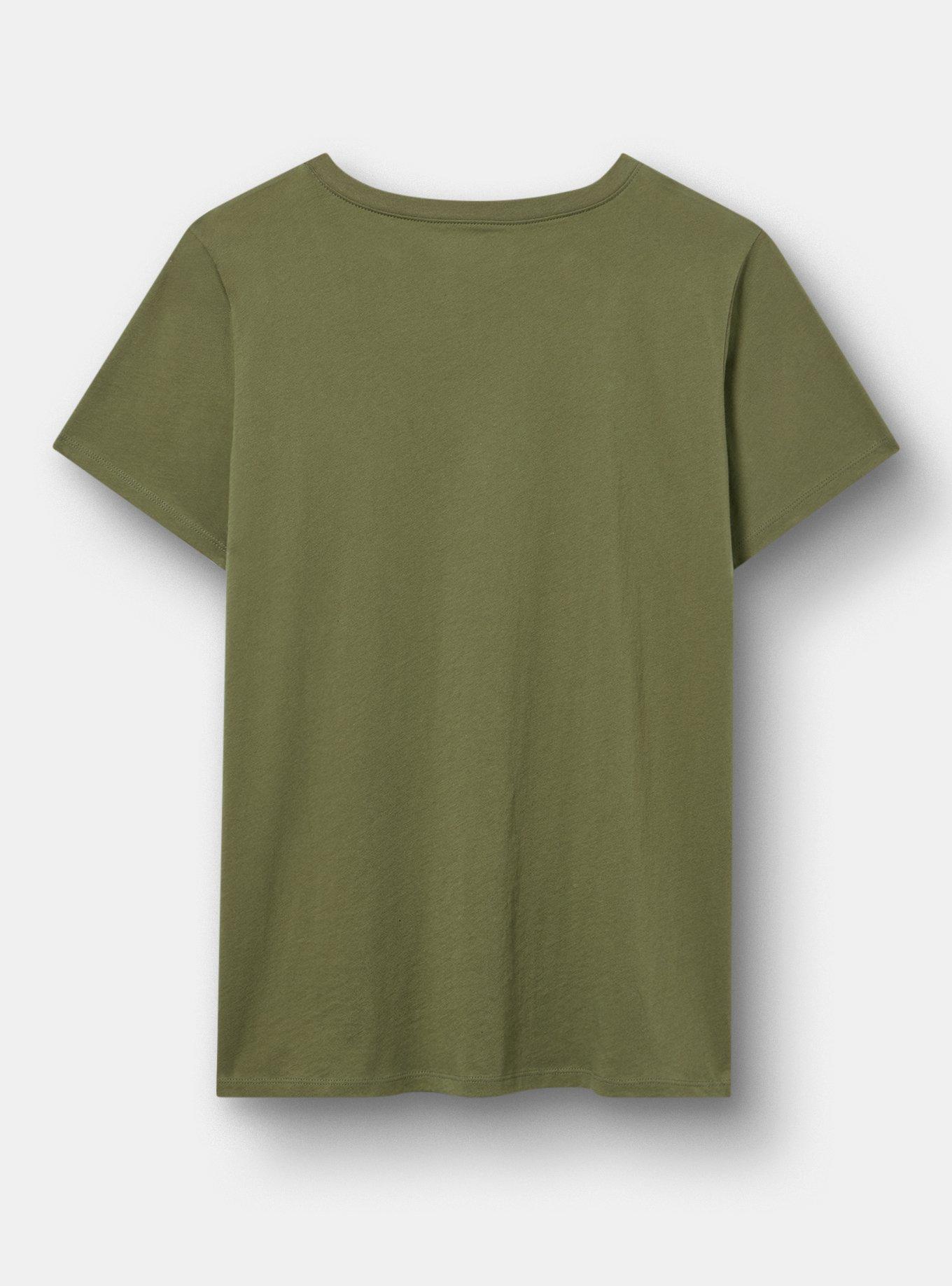 Plus Size Classic Cotton V-Neck Tee, BLUE NATURE OLIVINE, alternate