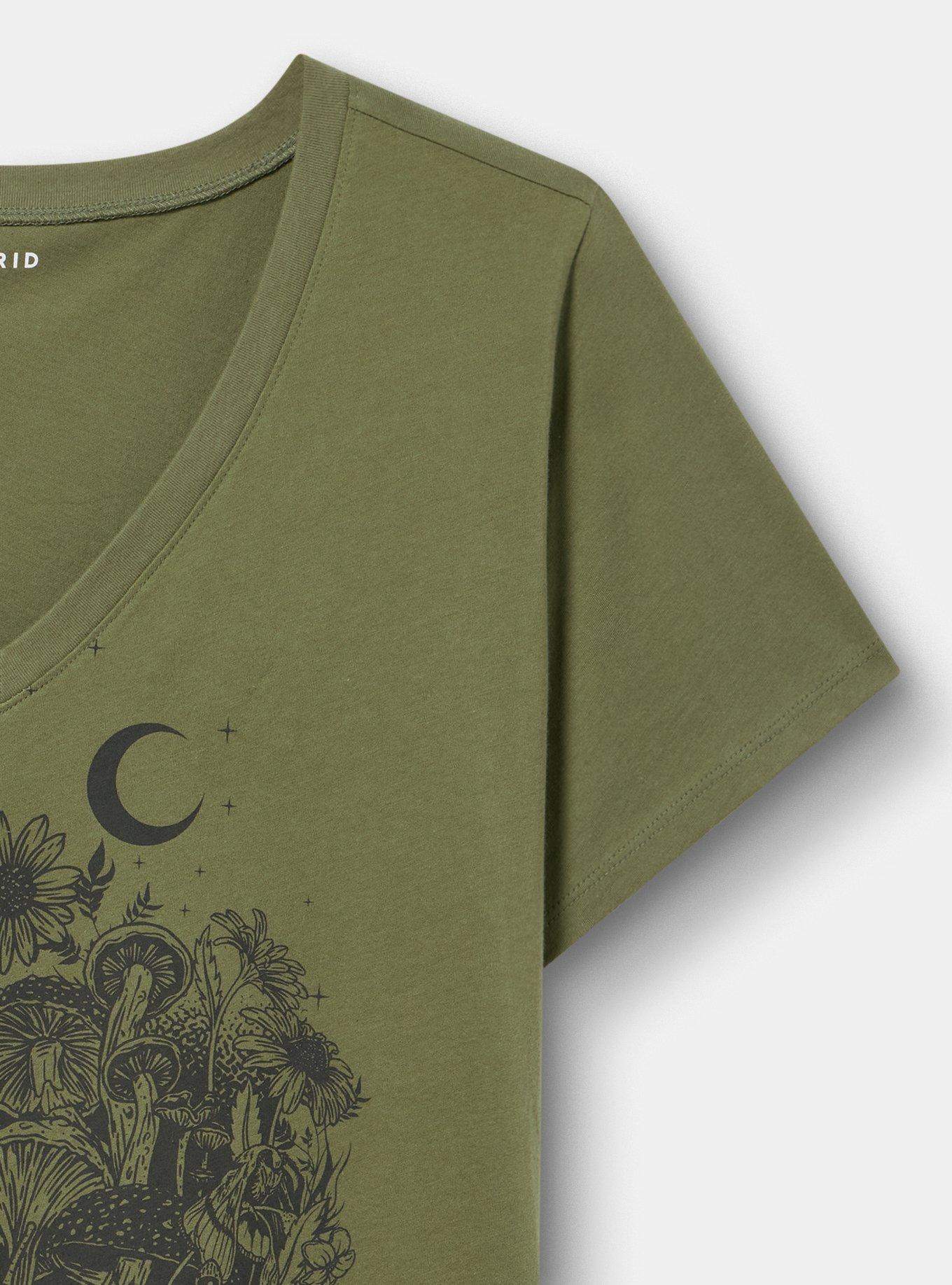 Plus Size Classic Cotton V-Neck Tee, BLUE NATURE OLIVINE, alternate