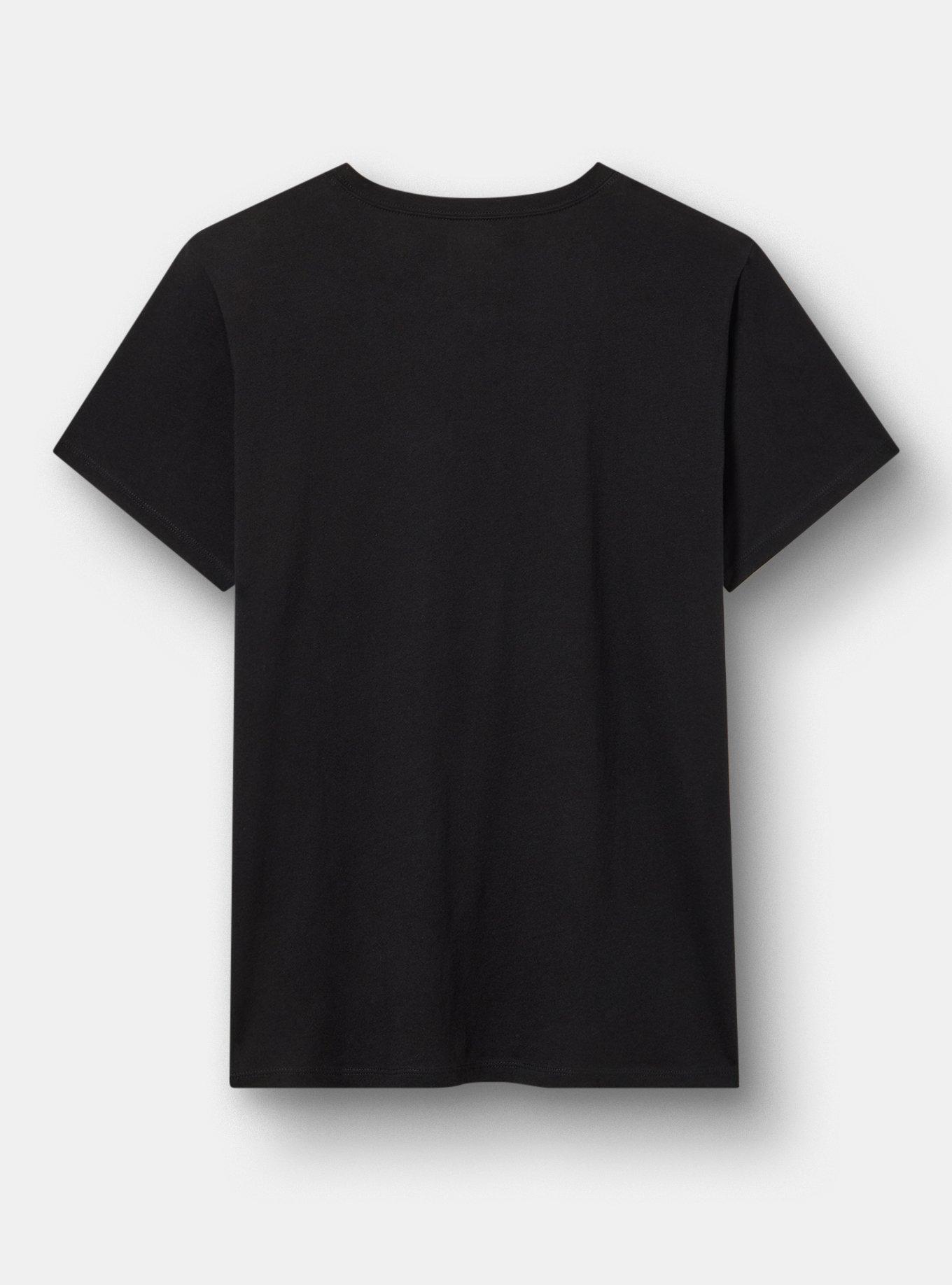 Classic Cotton V-Neck Tee, BAD LUCK LOVE DEEP BLACK, alternate