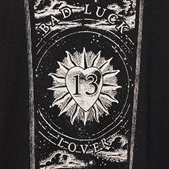 Plus Size Classic Cotton V-Neck Tee, BAD LUCK LOVE DEEP BLACK, swatch