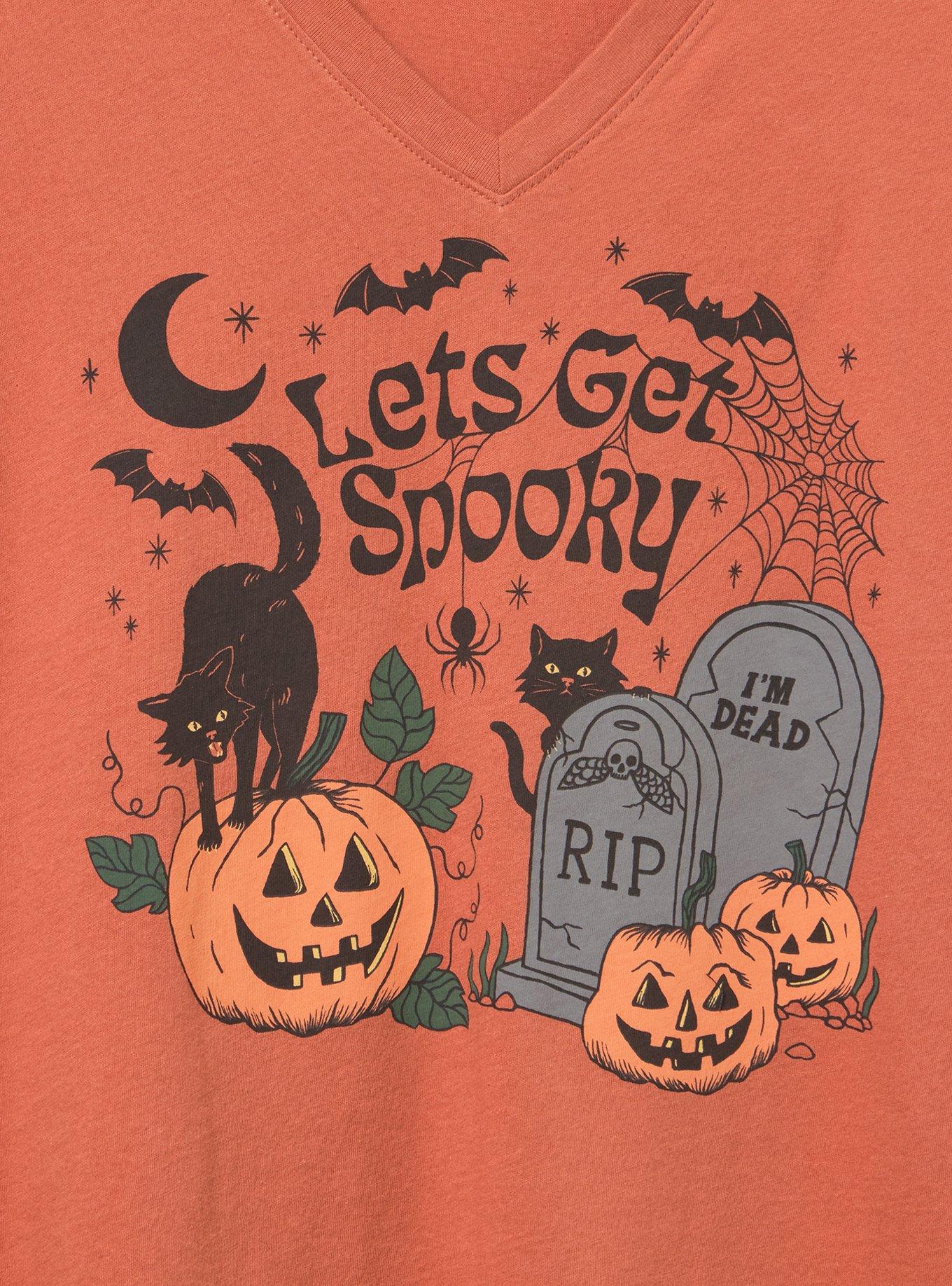 Plus Size Classic Cotton V-Neck Tee, GET SPOOKY ARAGON, alternate