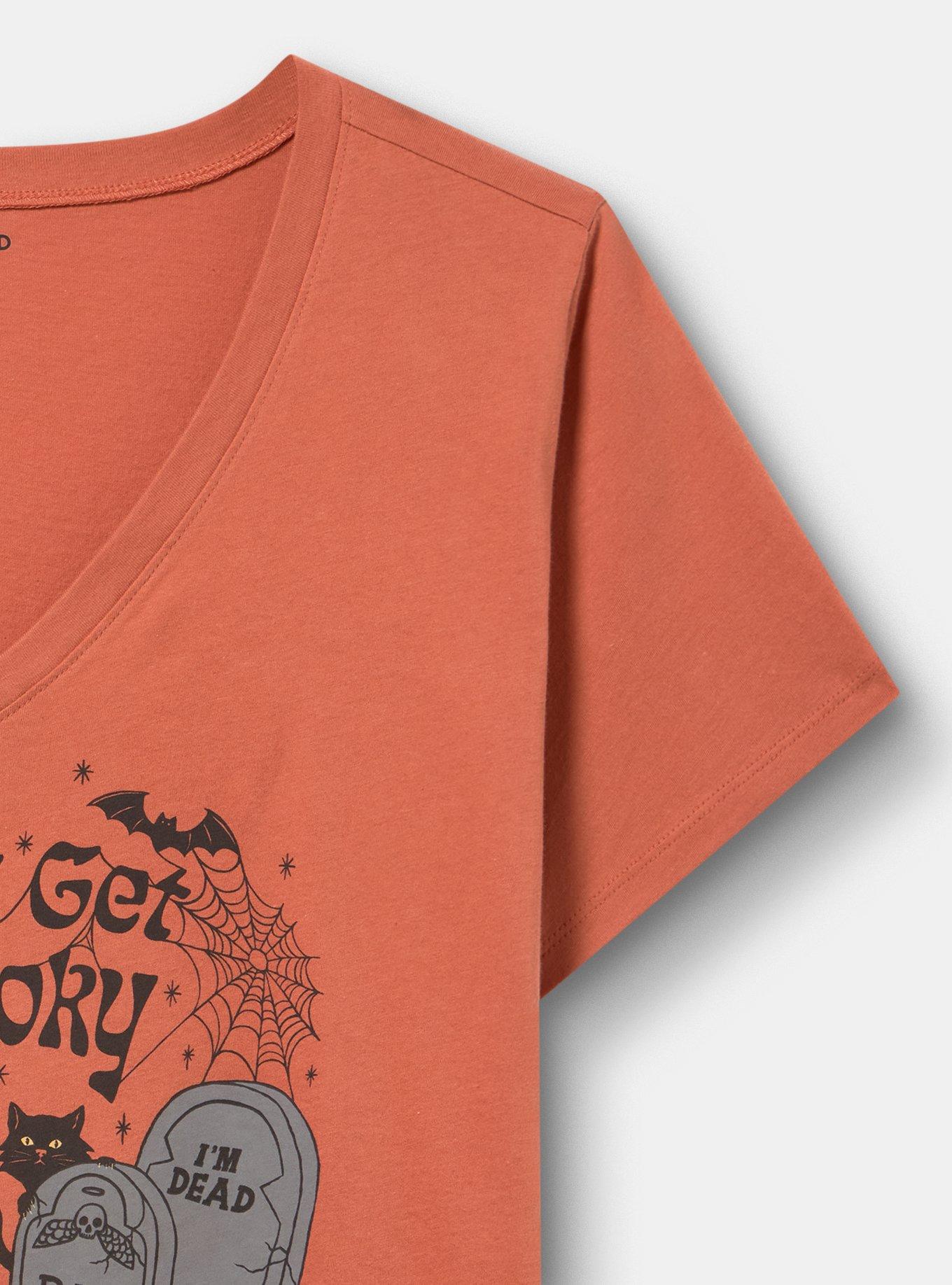 Plus Size Classic Cotton V-Neck Tee, GET SPOOKY ARAGON, alternate