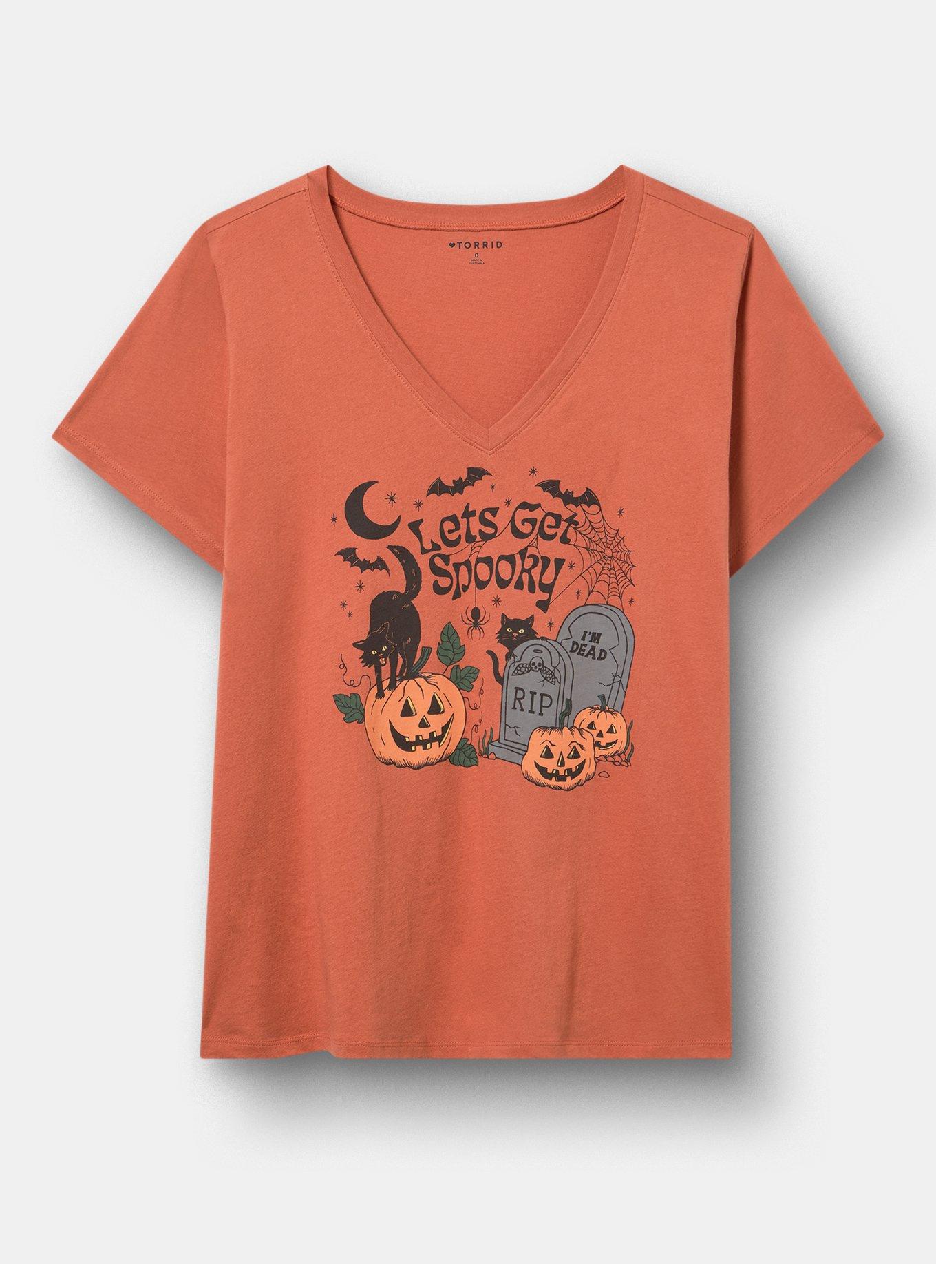 Plus Size Classic Cotton V-Neck Tee, GET SPOOKY ARAGON, hi-res