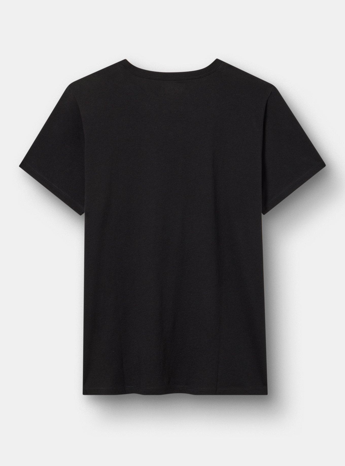 Classic Cotton V-Neck Tee, MOMSTER WEB DEEP BLACK, alternate