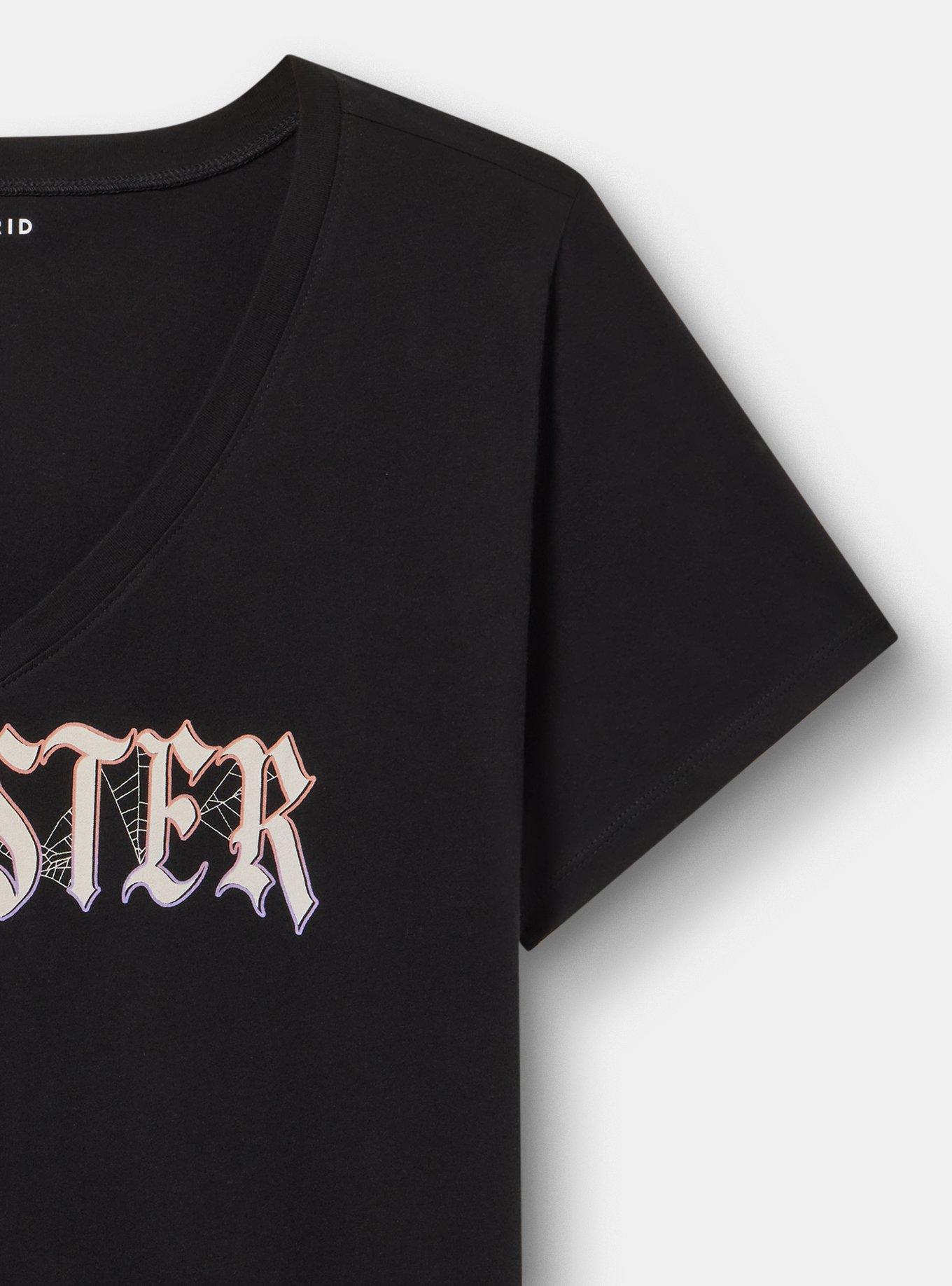 Classic Cotton V-Neck Tee, MOMSTER WEB DEEP BLACK, alternate