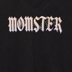 Plus Size Classic Cotton V-Neck Tee, MOMSTER WEB DEEP BLACK, swatch