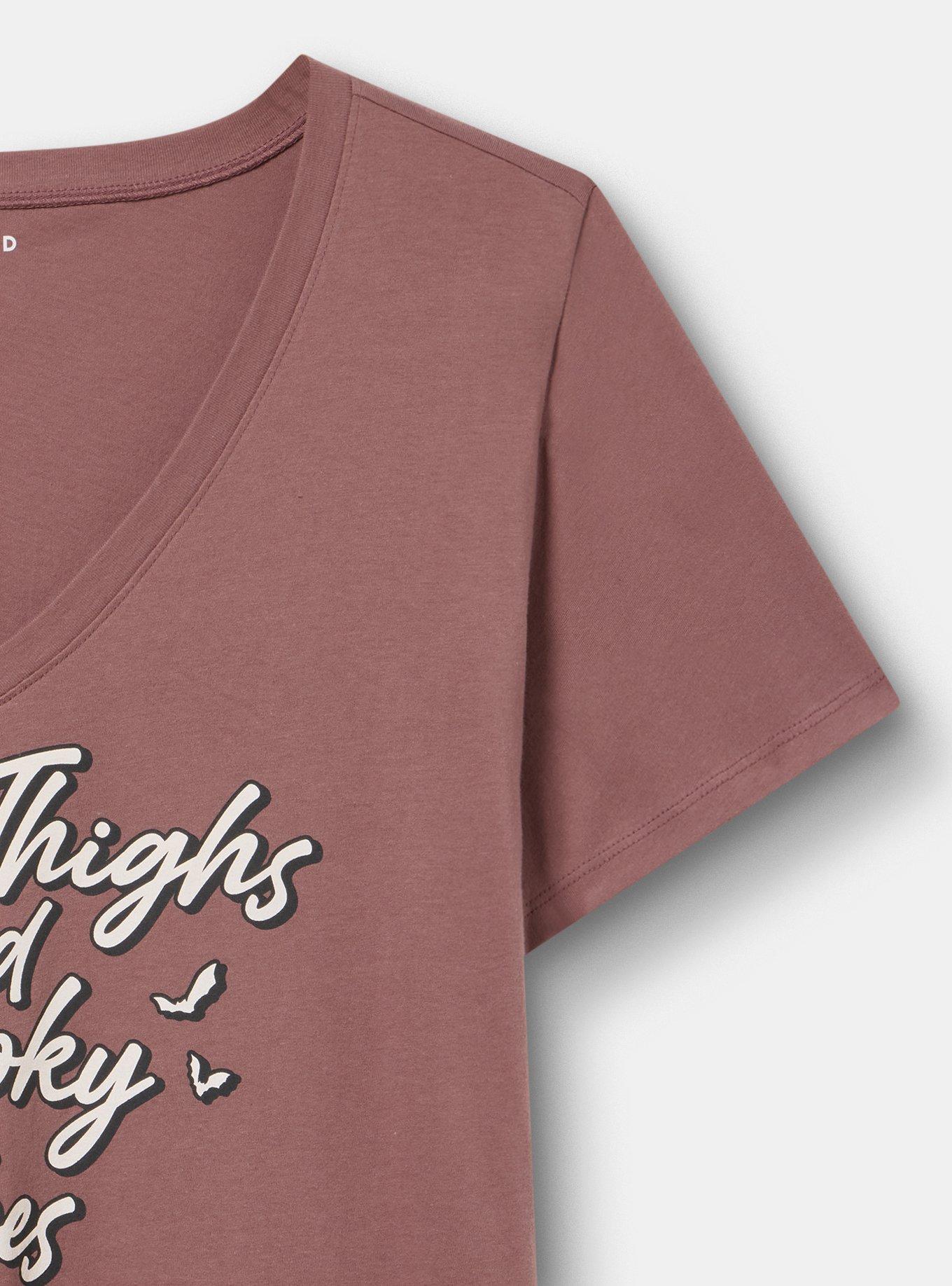 Classic Cotton V-Neck Tee, THICK THIGHS ROSE TAUPE, alternate