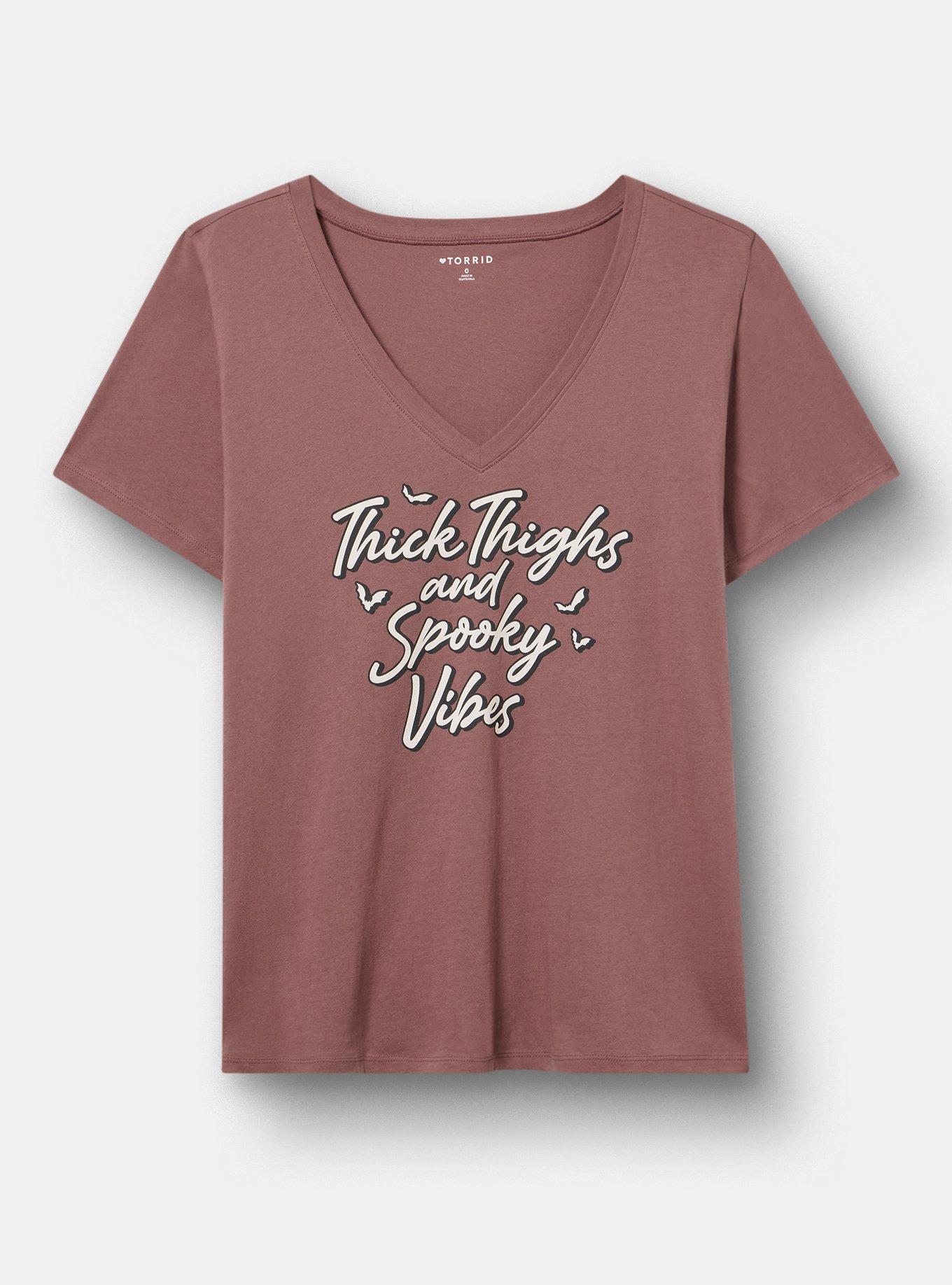 Classic Cotton V-Neck Tee, THICK THIGHS ROSE TAUPE, hi-res