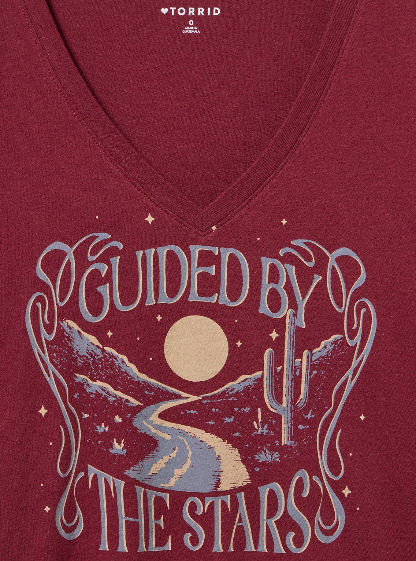 Classic Cotton V-Neck Tee, GUIDED STAR MAROON BANNER, alternate