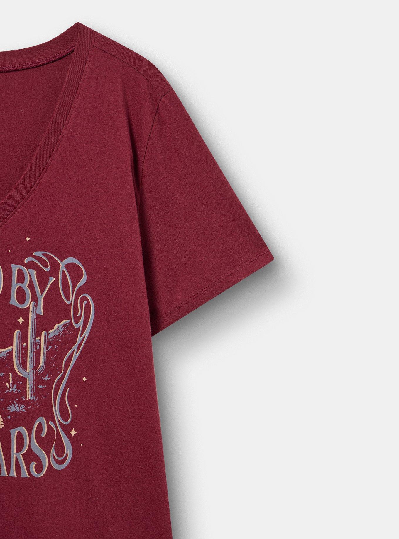 Classic Cotton V-Neck Tee, GUIDED STAR MAROON BANNER, alternate