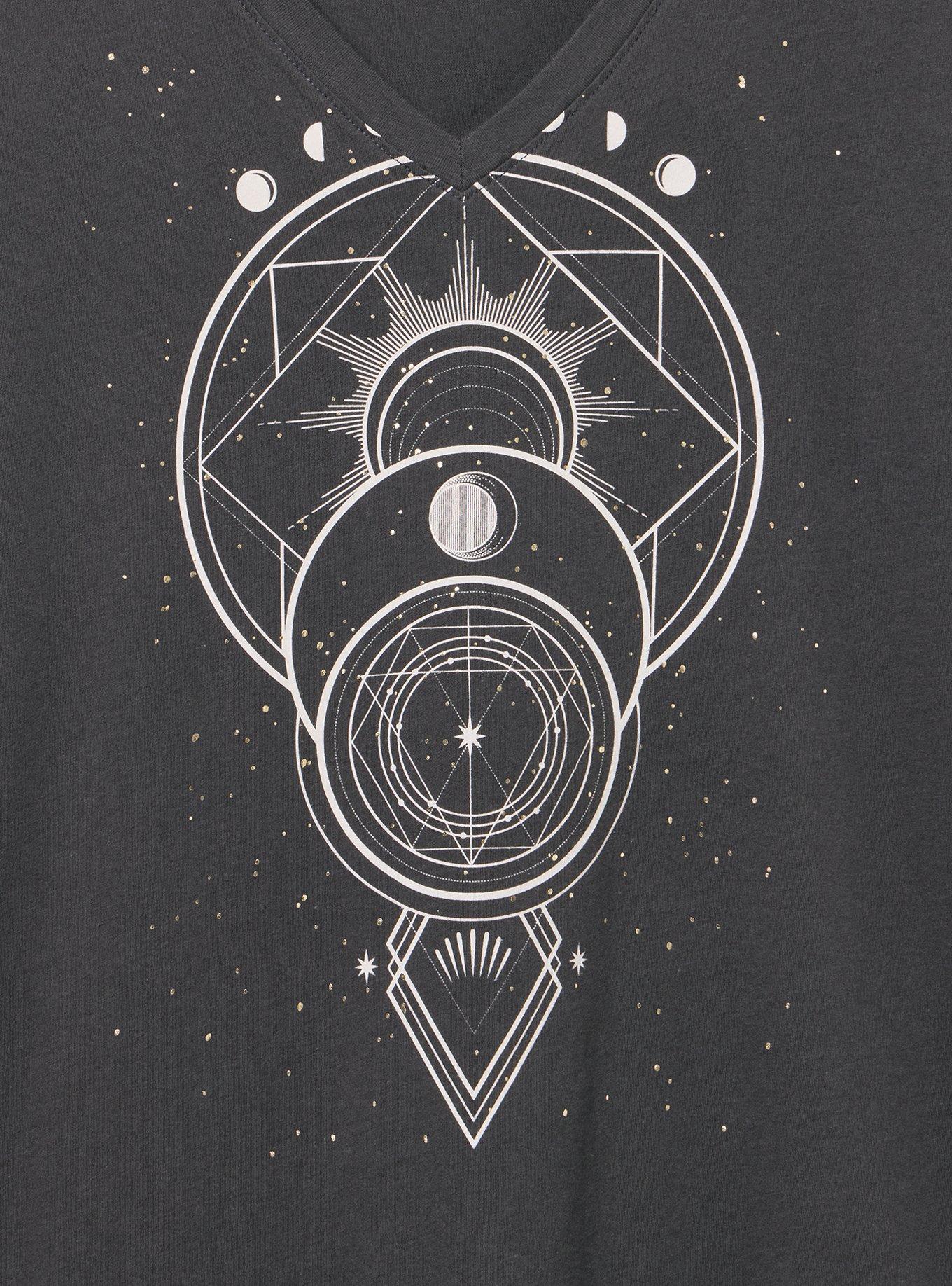Plus Size Classic Cotton V-Neck Tee, MOON MAP VINTAGE BLACK, alternate