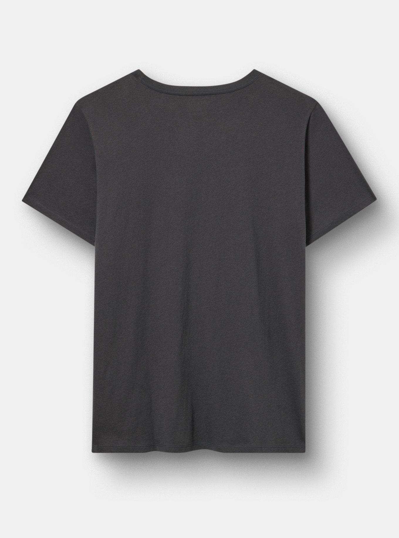 Plus Size Classic Cotton V-Neck Tee, MOON MAP VINTAGE BLACK, alternate