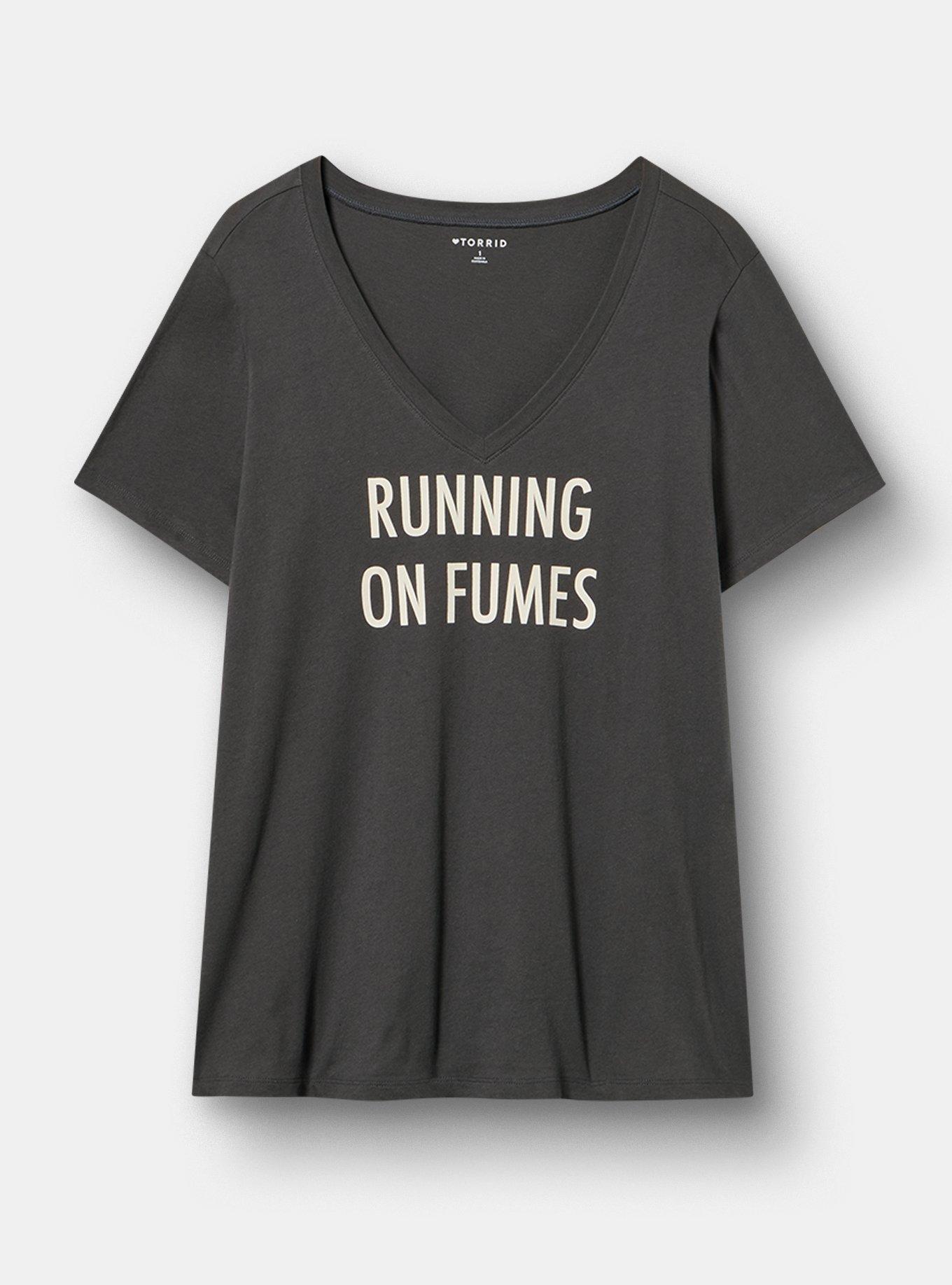 Classic Cotton V-Neck Tee, RUNNING ON FUMES VINTAGE BLACK, hi-res